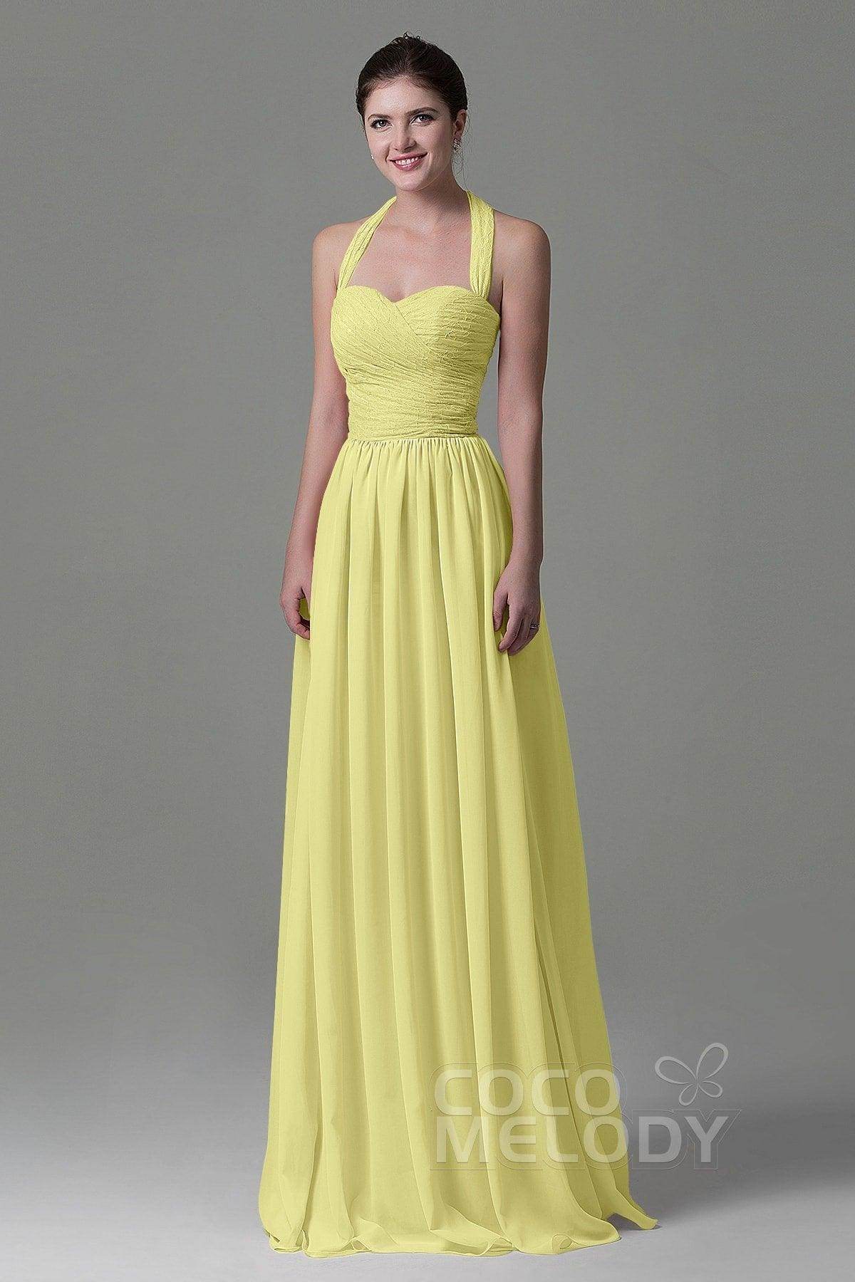 A-Line Floor Length Lace/Chiffon Bridesmaid Dress COZK16006 - COCOMELODY
