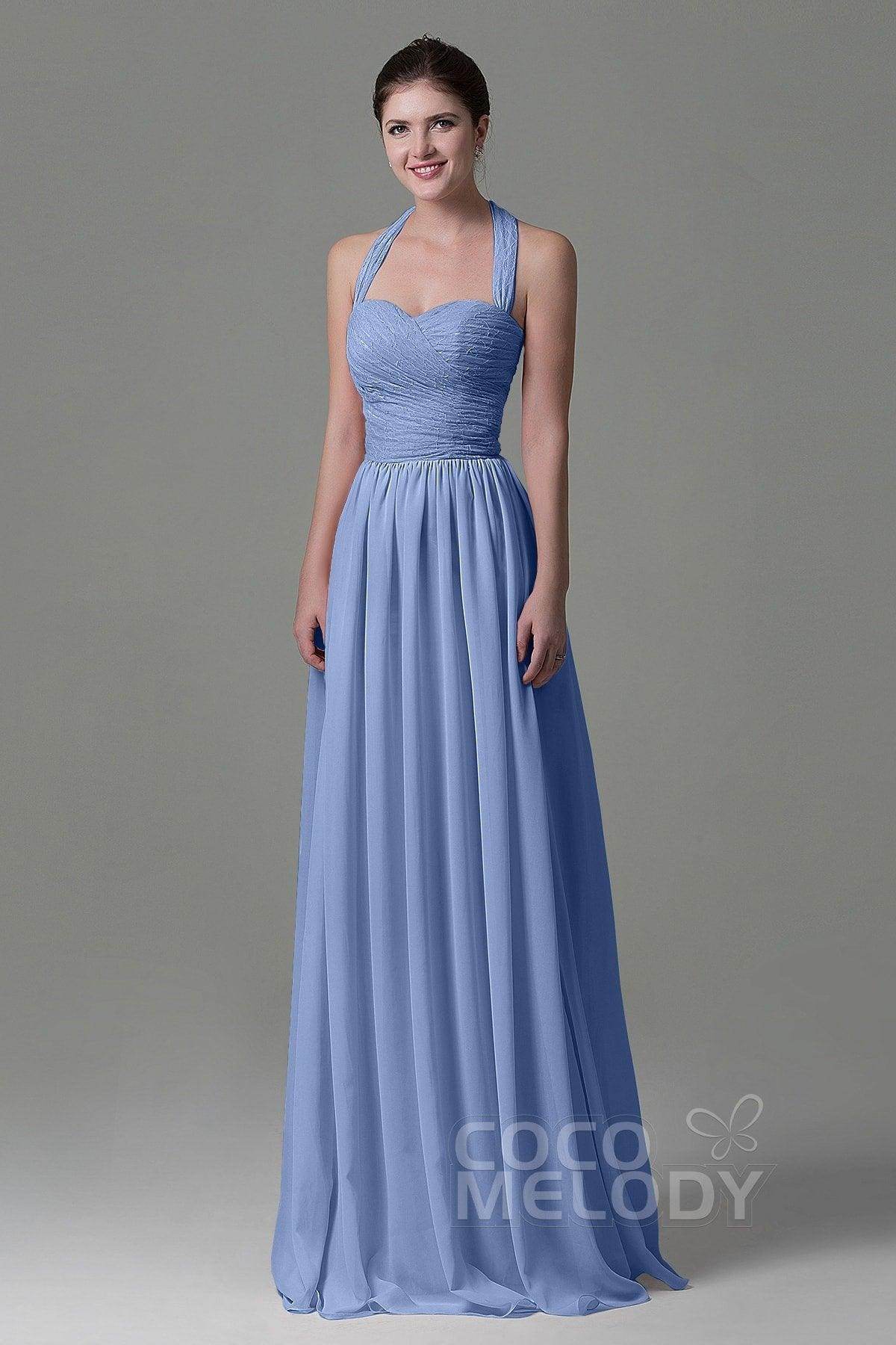 A-Line Floor Length Lace/Chiffon Bridesmaid Dress COZK16006 - COCOMELODY
