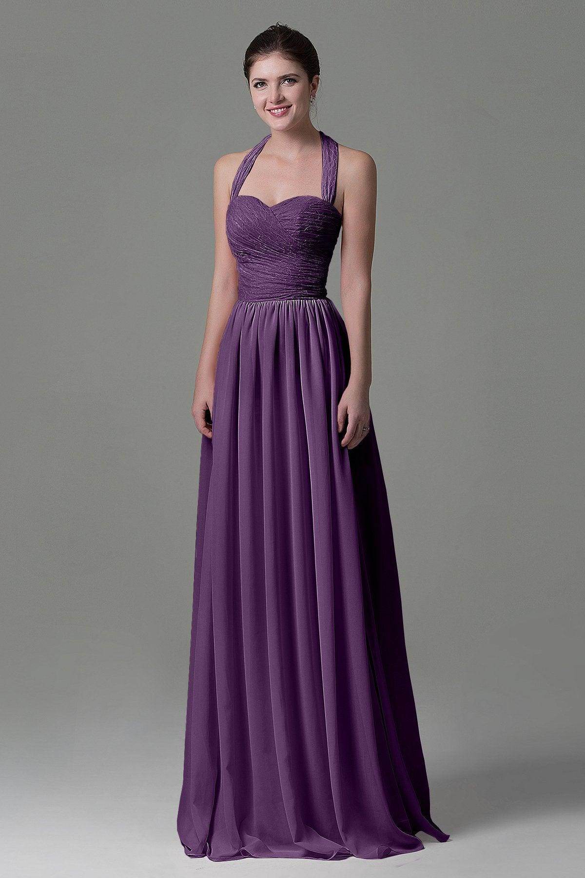 A-Line Floor Length Lace/Chiffon Bridesmaid Dress COZK16006 - COCOMELODY