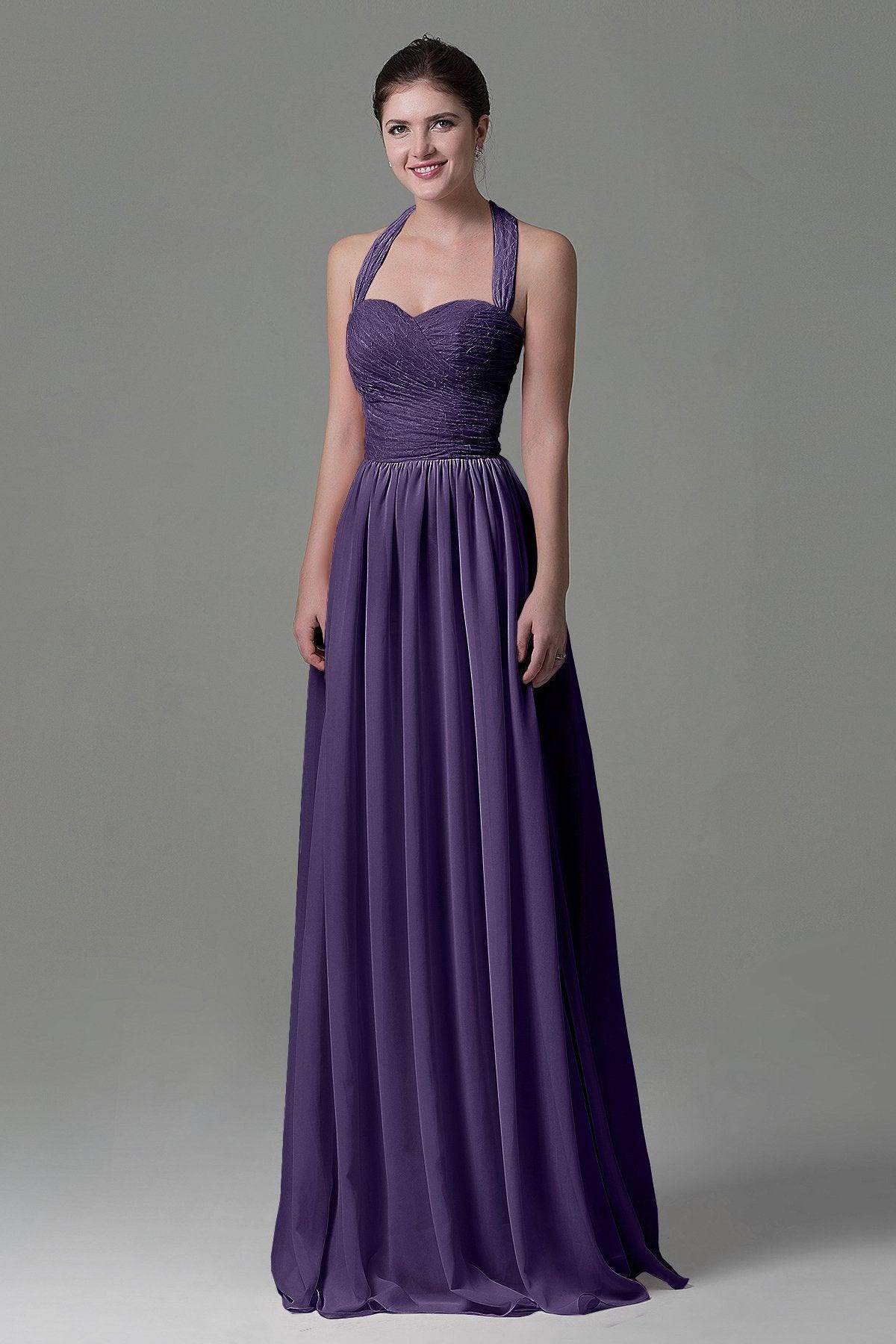 A-Line Floor Length Lace/Chiffon Bridesmaid Dress COZK16006 - COCOMELODY