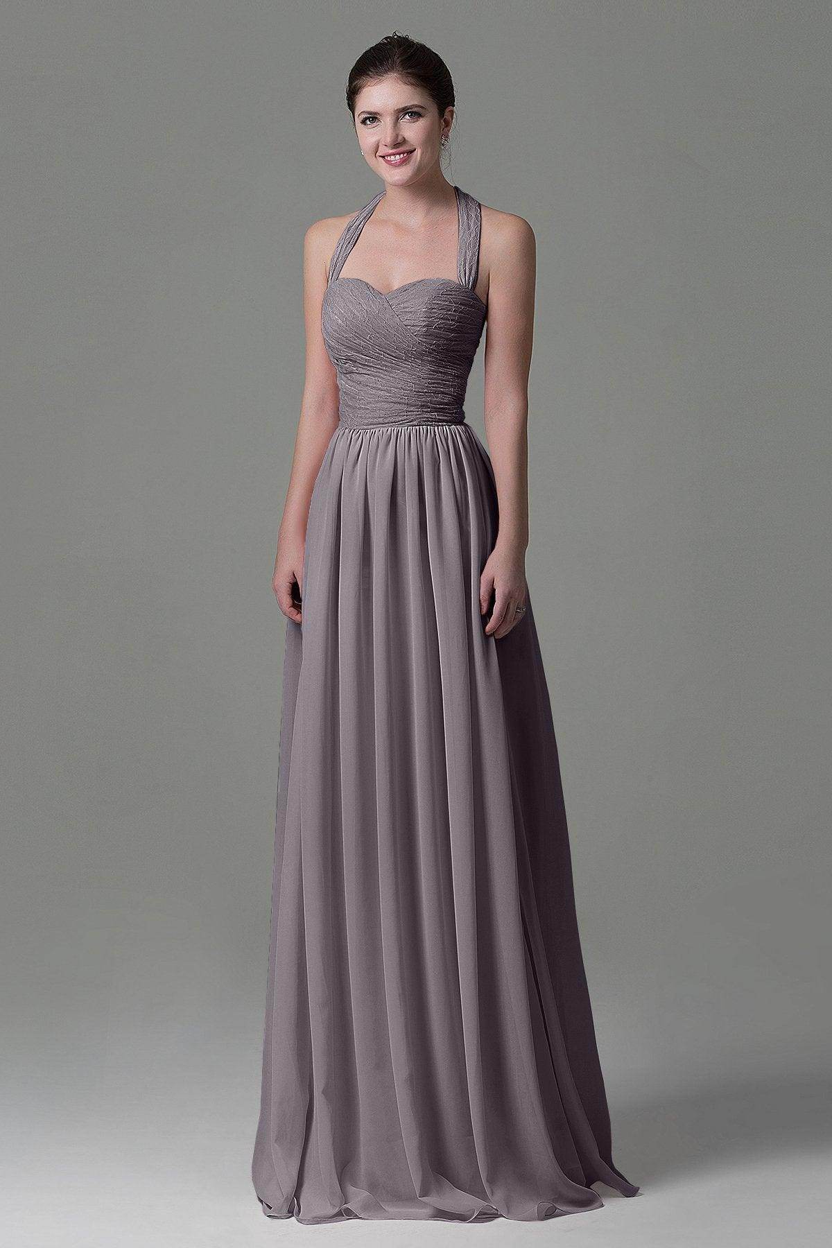 A-Line Floor Length Lace/Chiffon Bridesmaid Dress COZK16006 - COCOMELODY