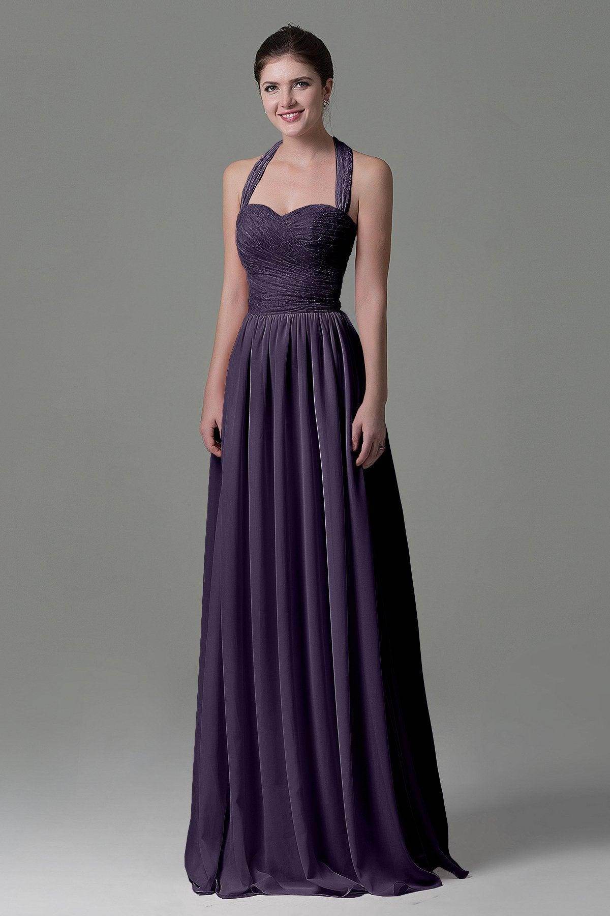 A-Line Floor Length Lace/Chiffon Bridesmaid Dress COZK16006 - COCOMELODY