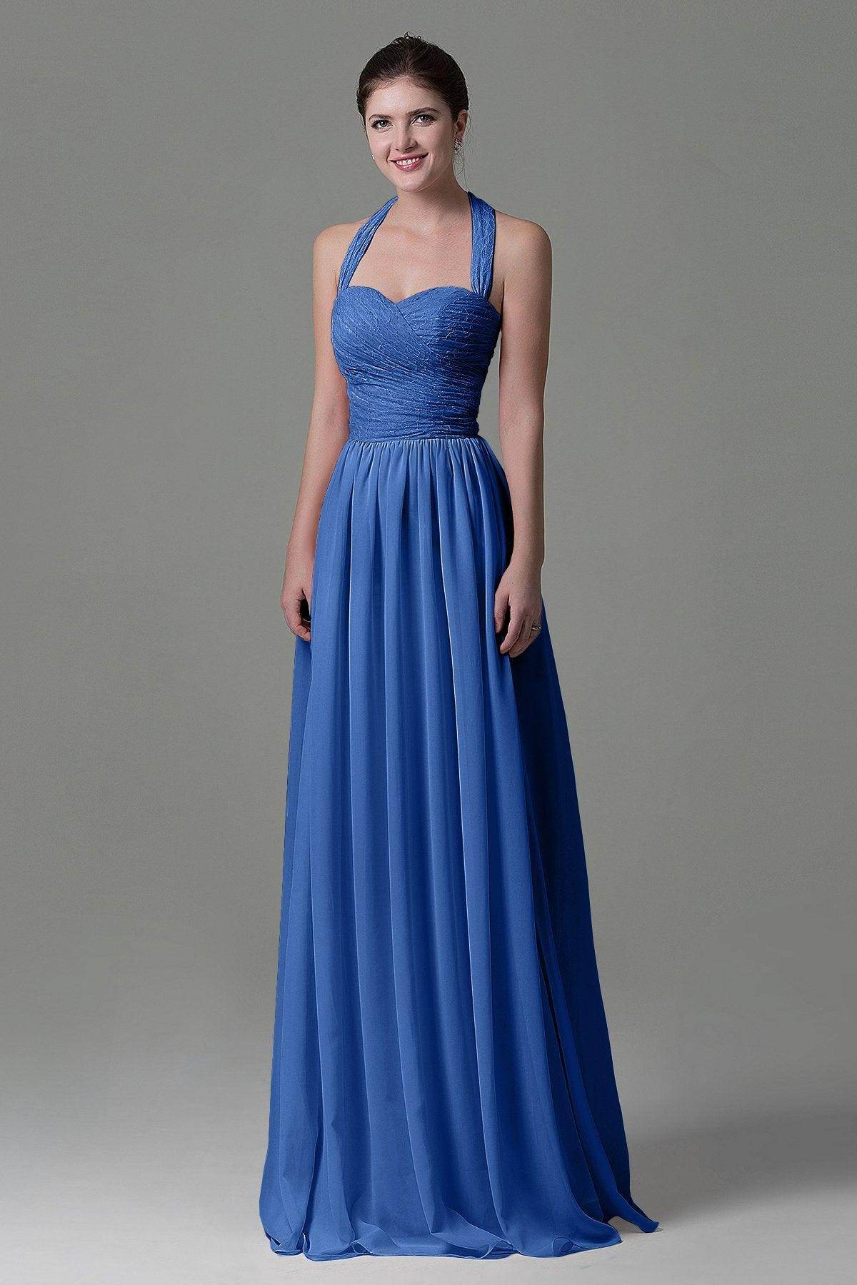 A-Line Floor Length Lace/Chiffon Bridesmaid Dress COZK16006 - COCOMELODY