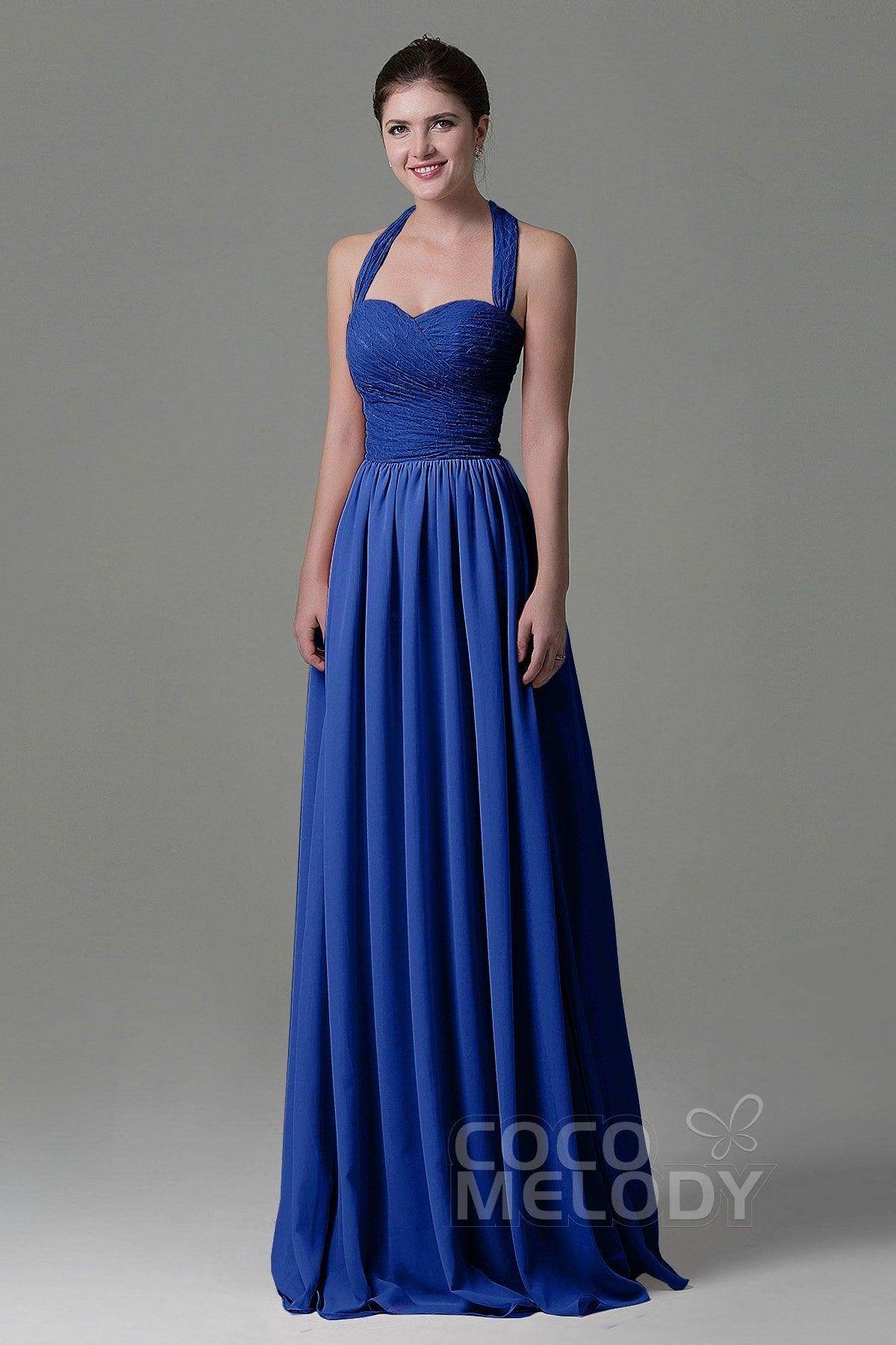 A-Line Floor Length Lace/Chiffon Bridesmaid Dress COZK16006 - COCOMELODY