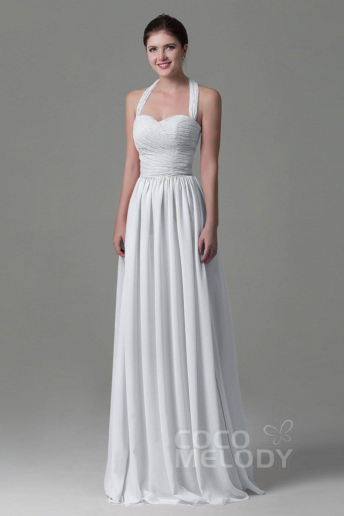 A-Line Floor Length Lace/Chiffon Bridesmaid Dress COZK16006 - COCOMELODY