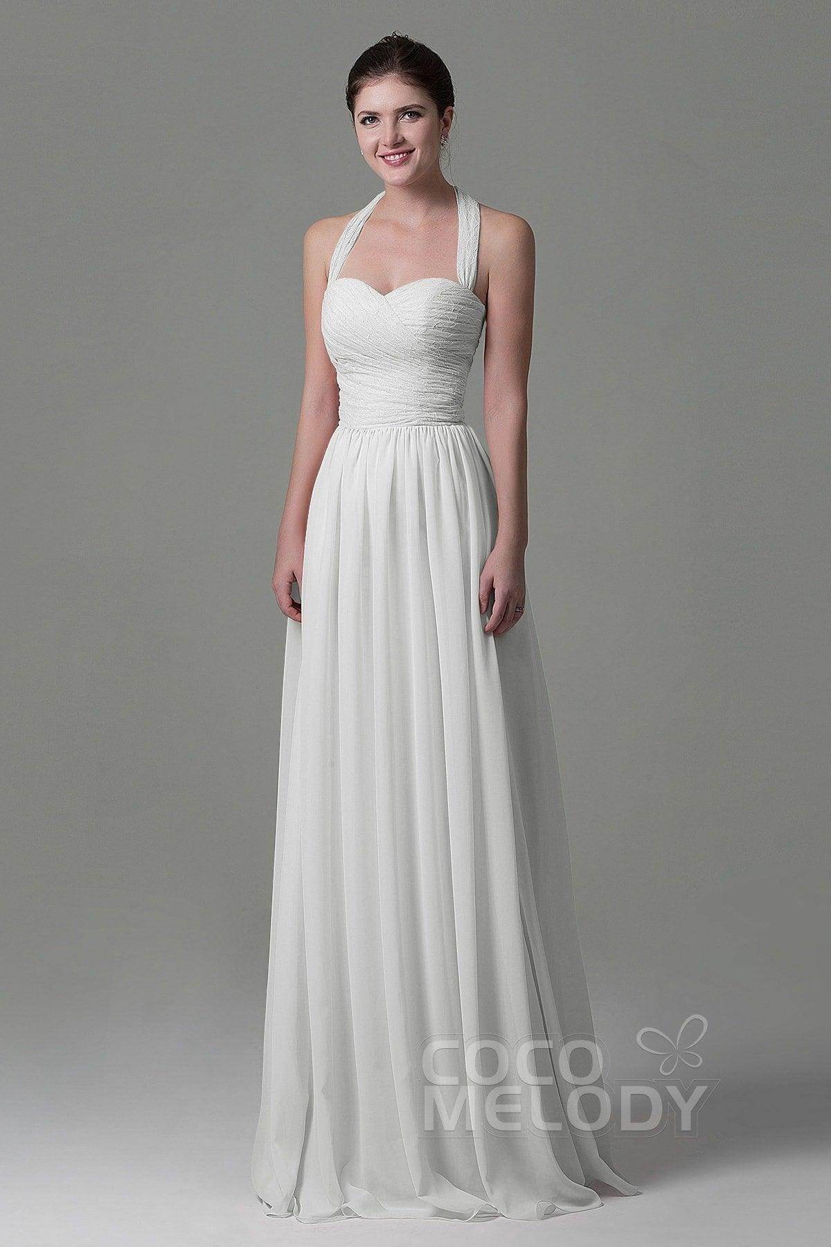 A-Line Floor Length Lace/Chiffon Bridesmaid Dress COZK16006 - COCOMELODY