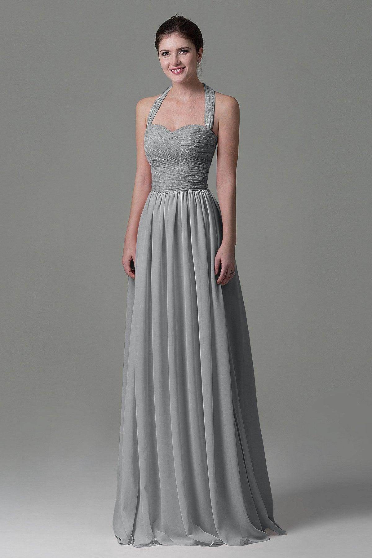 A-Line Floor Length Lace/Chiffon Bridesmaid Dress COZK16006 - COCOMELODY