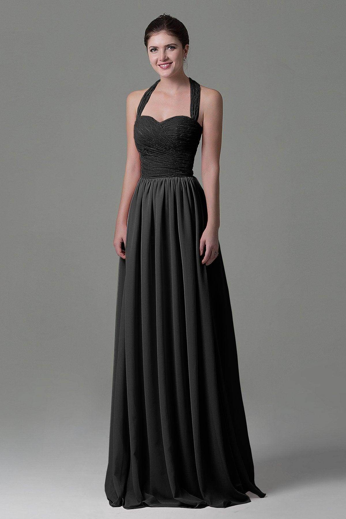 A-Line Floor Length Lace/Chiffon Bridesmaid Dress COZK16006 - COCOMELODY