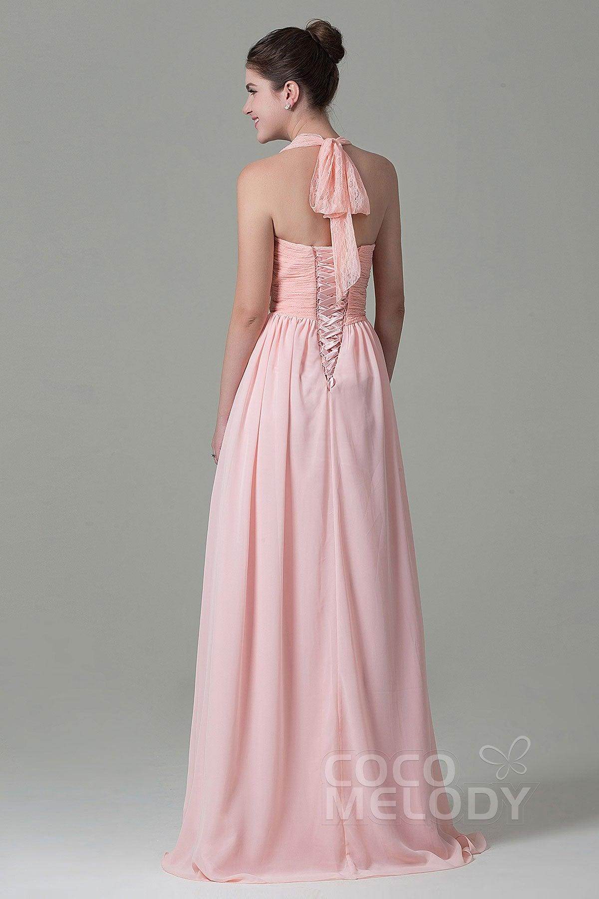 A-Line Floor Length Lace/Chiffon Bridesmaid Dress COZK16006 - COCOMELODY