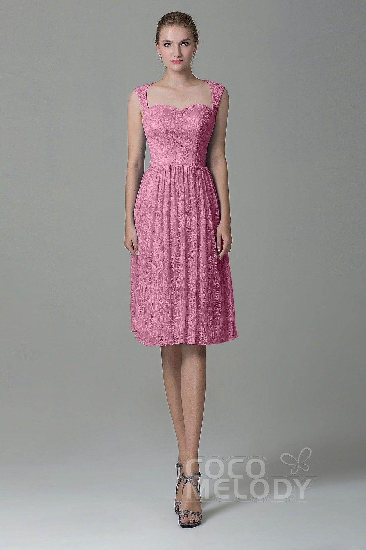 Sheath-Column Knee Length Lace Bridesmaid Dress COZK16007 - COCOMELODY