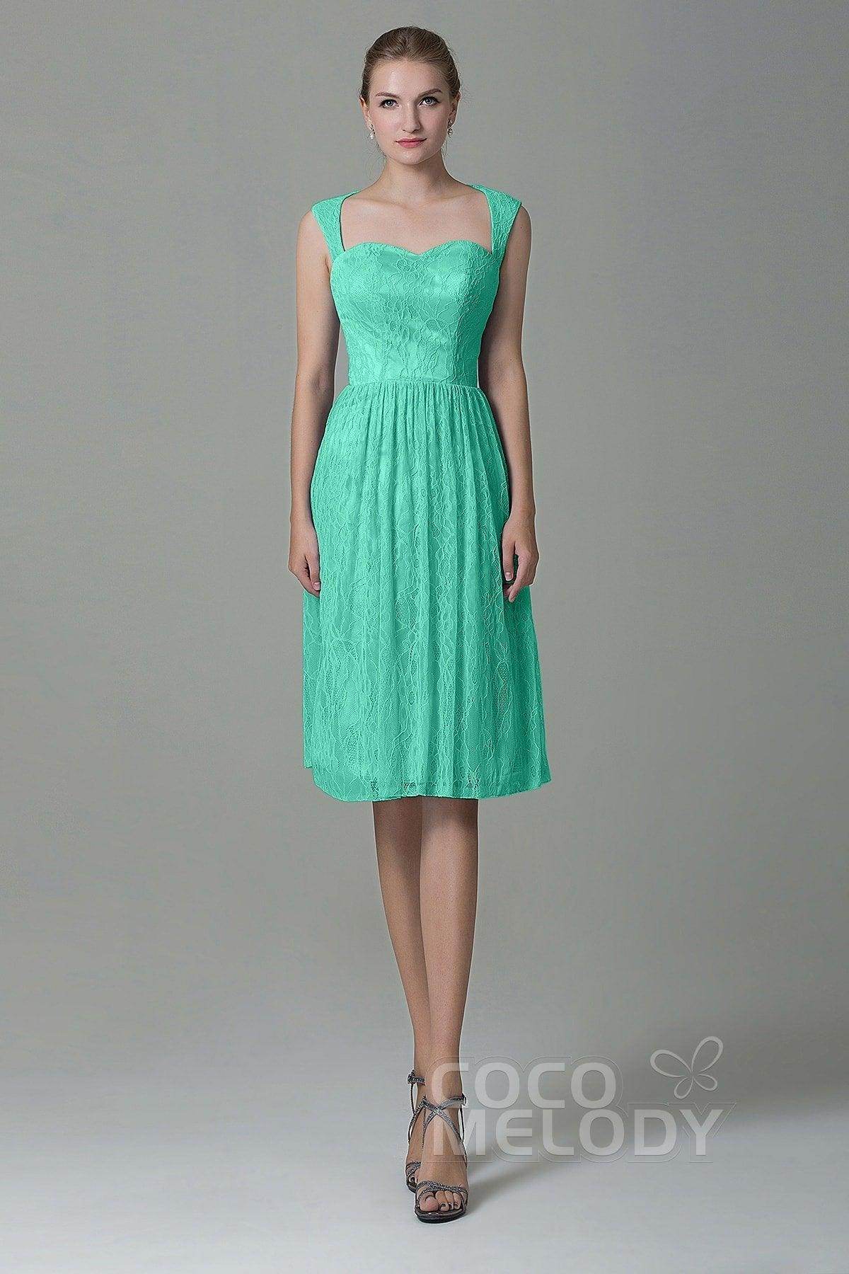 Sheath-Column Knee Length Lace Bridesmaid Dress COZK16007 - COCOMELODY