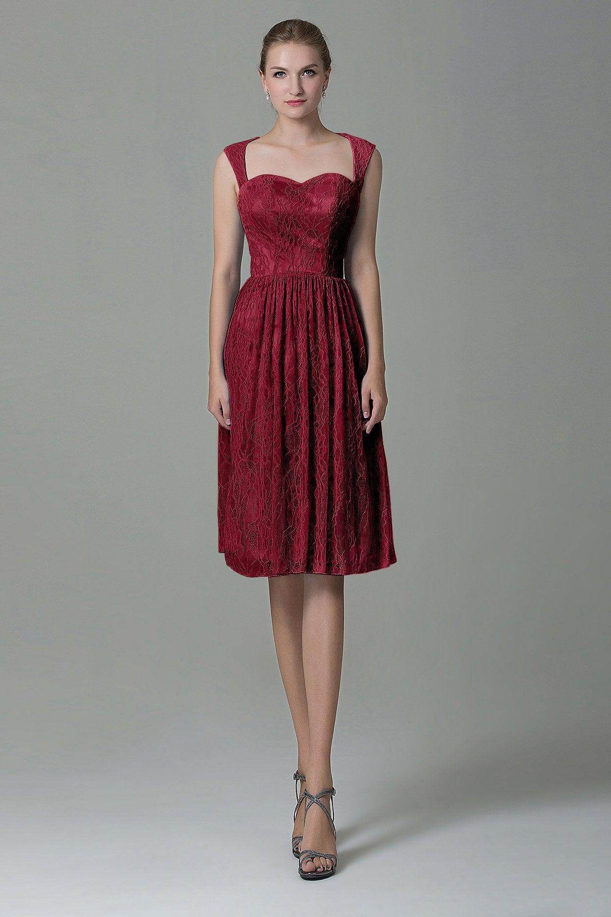 Sheath-Column Knee Length Lace Bridesmaid Dress COZK16007 - COCOMELODY