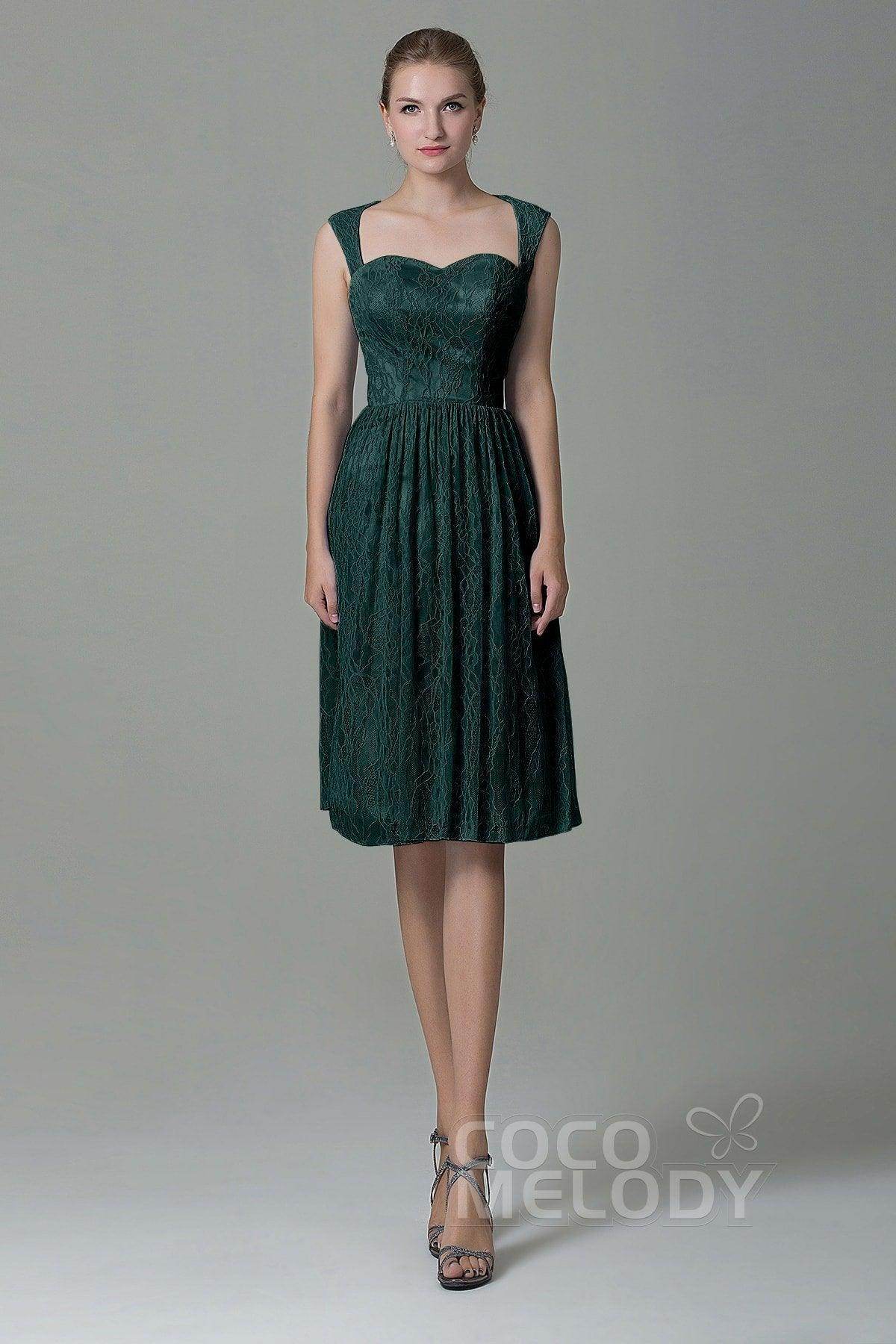 Sheath-Column Knee Length Lace Bridesmaid Dress COZK16007 - COCOMELODY