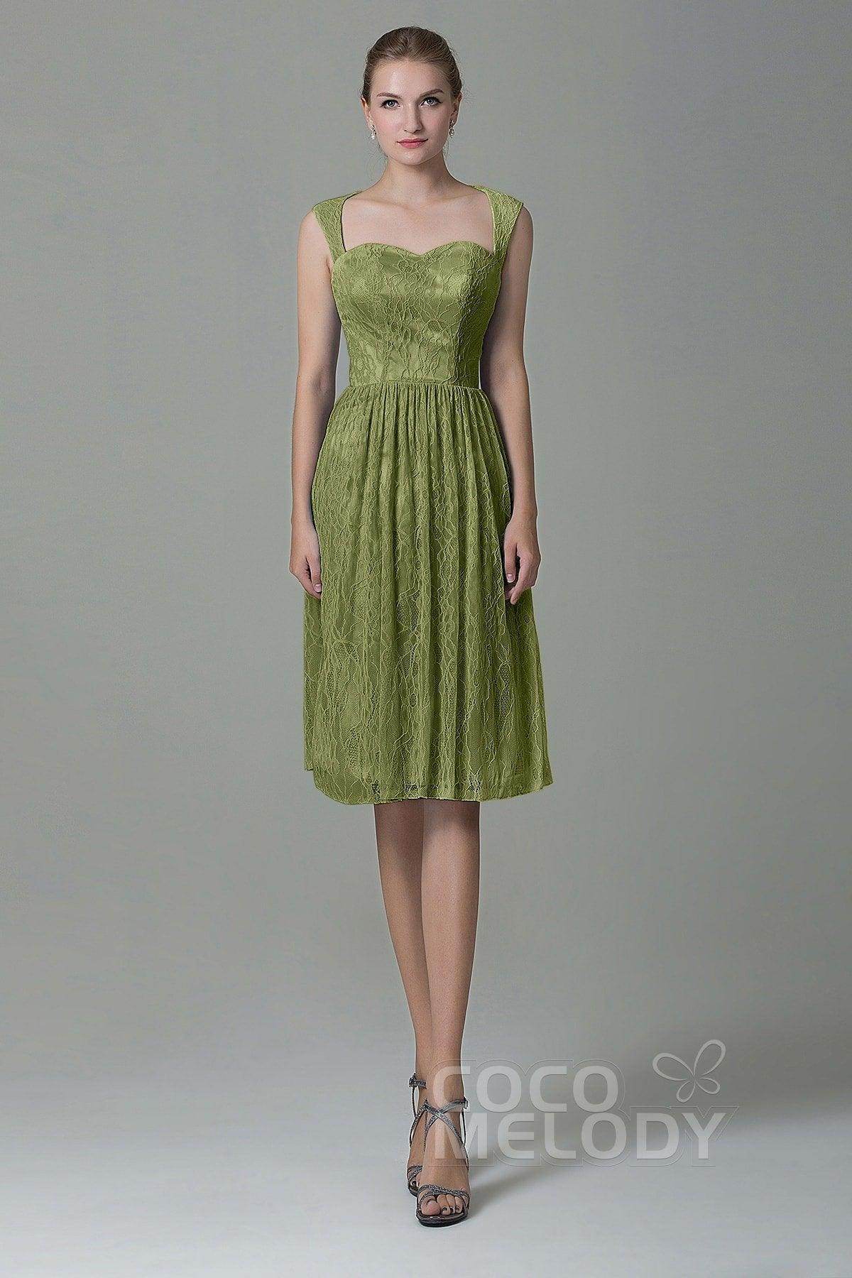 Sheath-Column Knee Length Lace Bridesmaid Dress COZK16007 - COCOMELODY