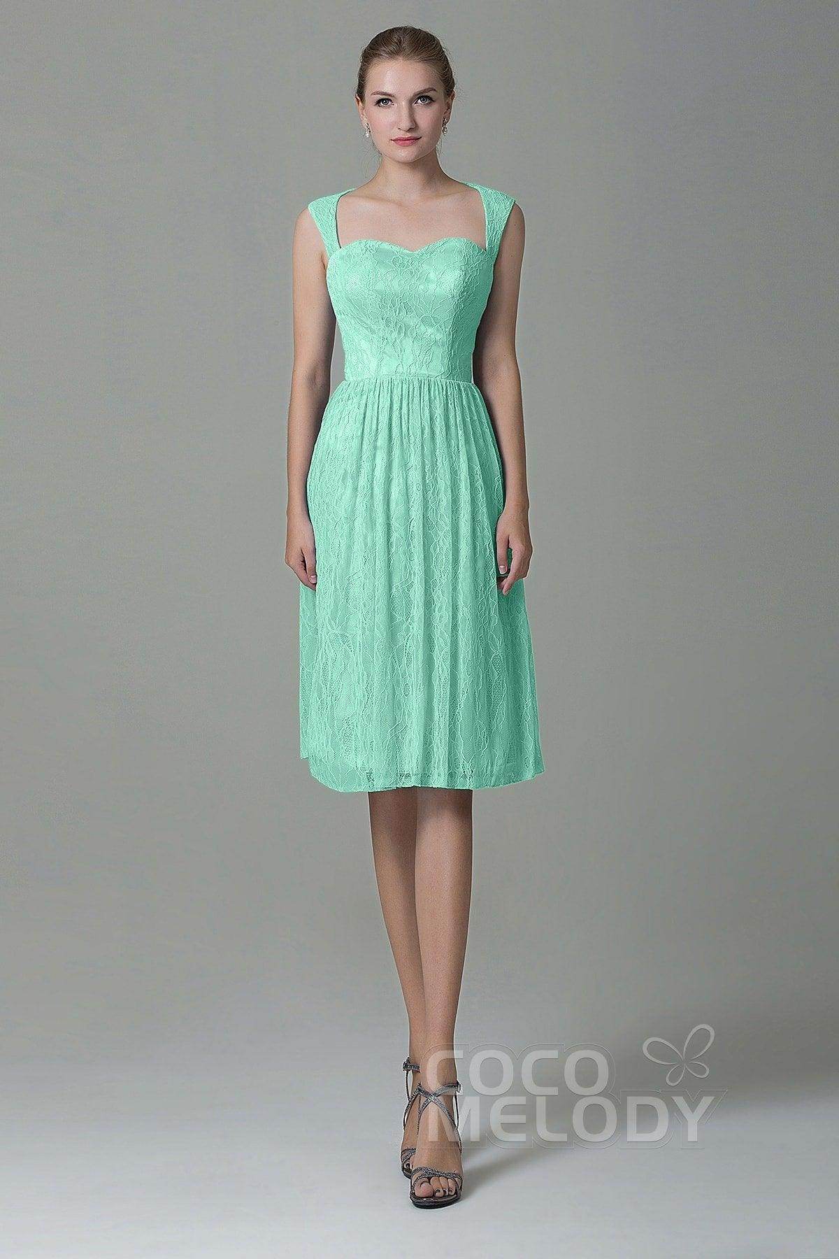 Sheath-Column Knee Length Lace Bridesmaid Dress COZK16007 - COCOMELODY