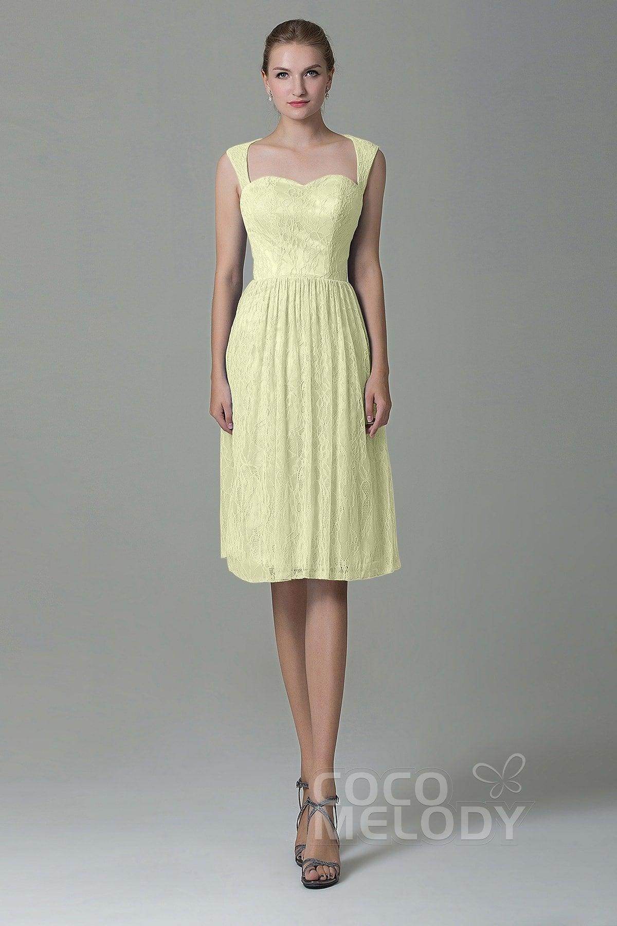 Sheath-Column Knee Length Lace Bridesmaid Dress COZK16007 - COCOMELODY