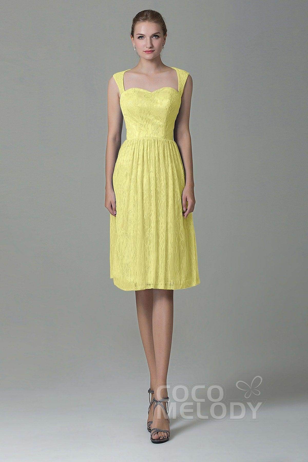 Sheath-Column Knee Length Lace Bridesmaid Dress COZK16007 - COCOMELODY