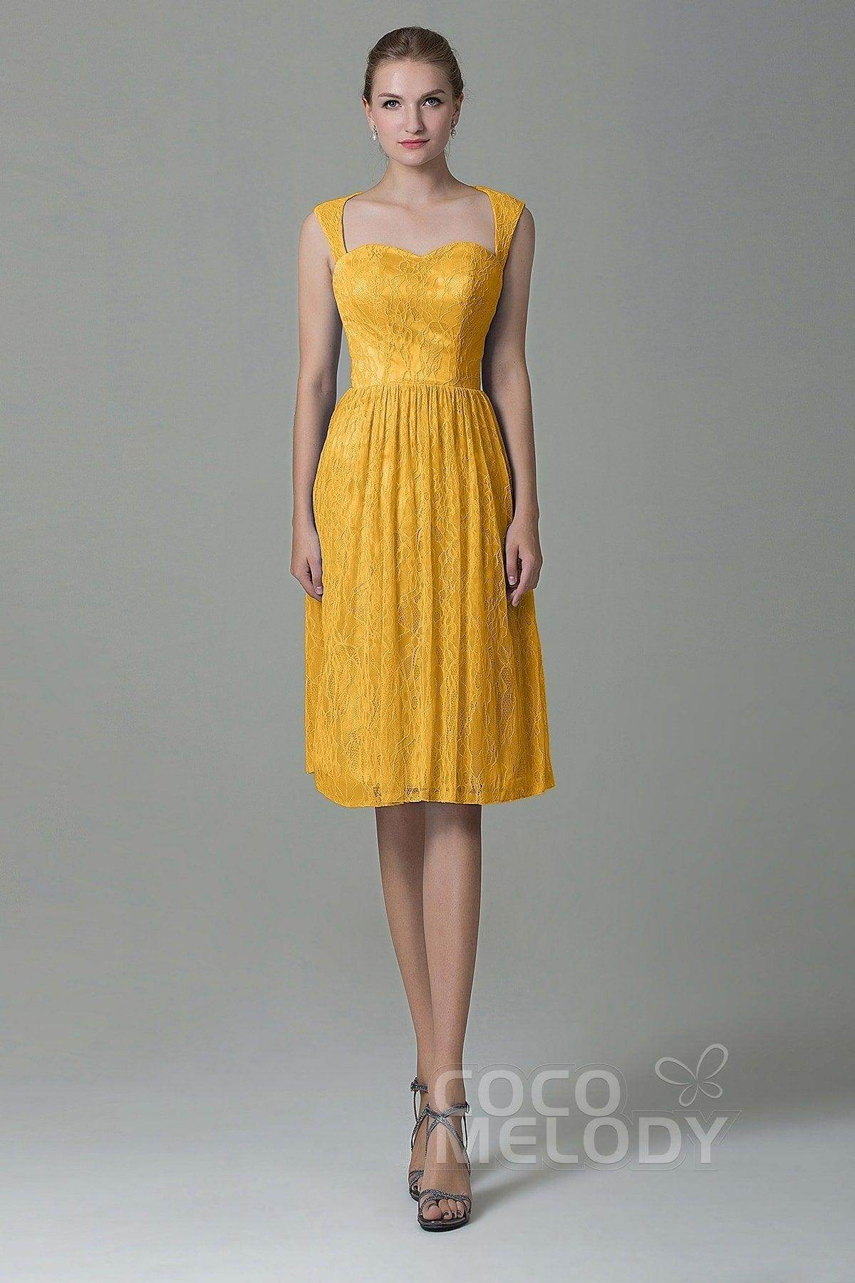 Sheath-Column Knee Length Lace Bridesmaid Dress COZK16007 - COCOMELODY