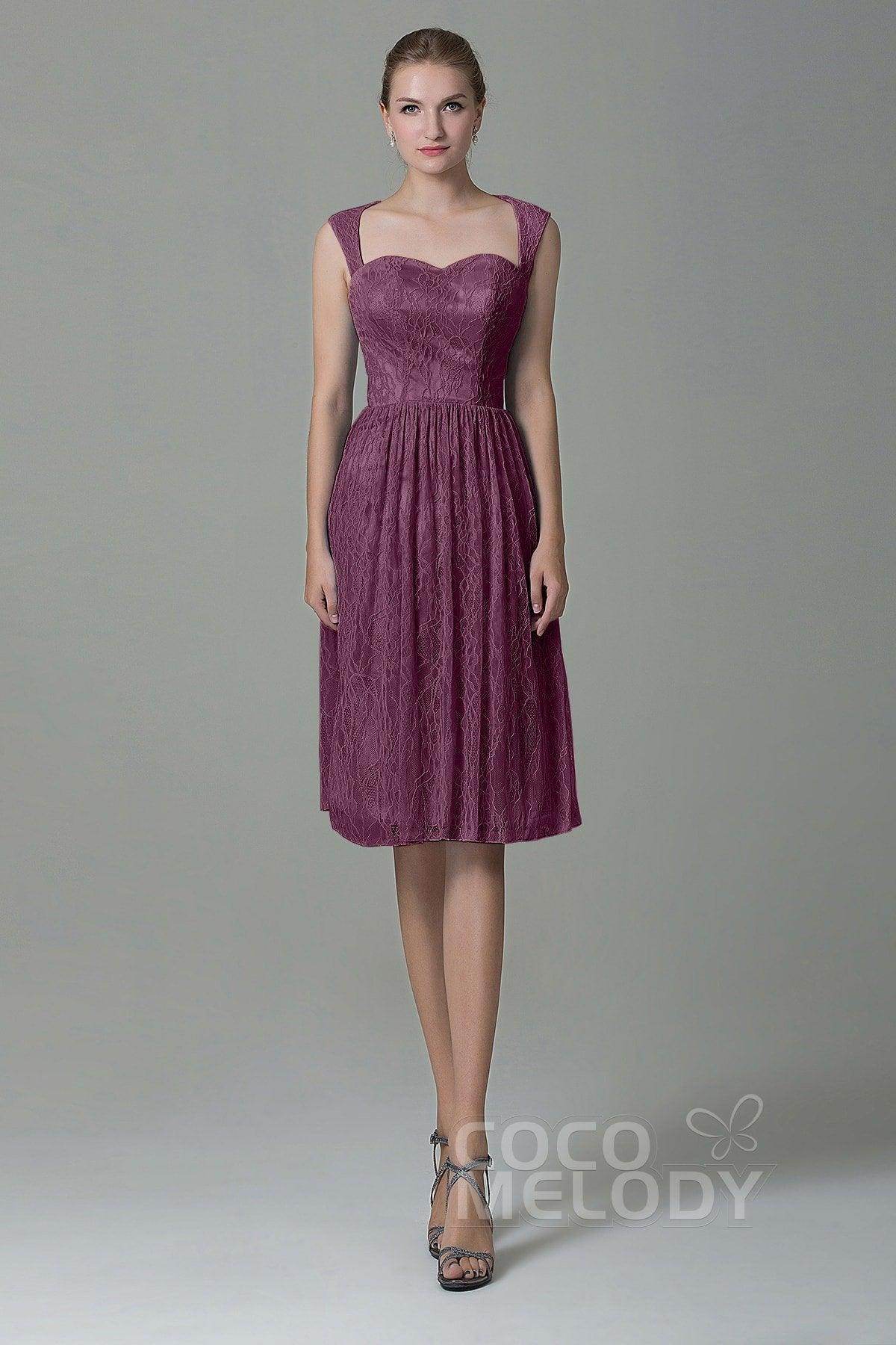 Sheath-Column Knee Length Lace Bridesmaid Dress COZK16007 - COCOMELODY