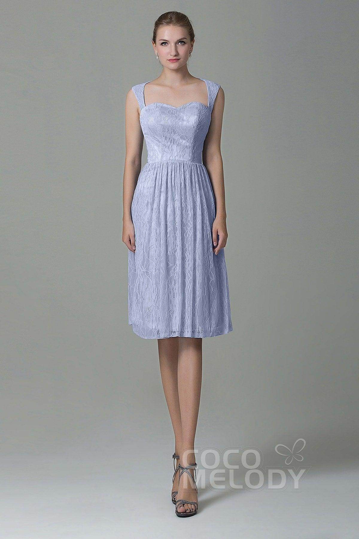 Sheath-Column Knee Length Lace Bridesmaid Dress COZK16007 - COCOMELODY