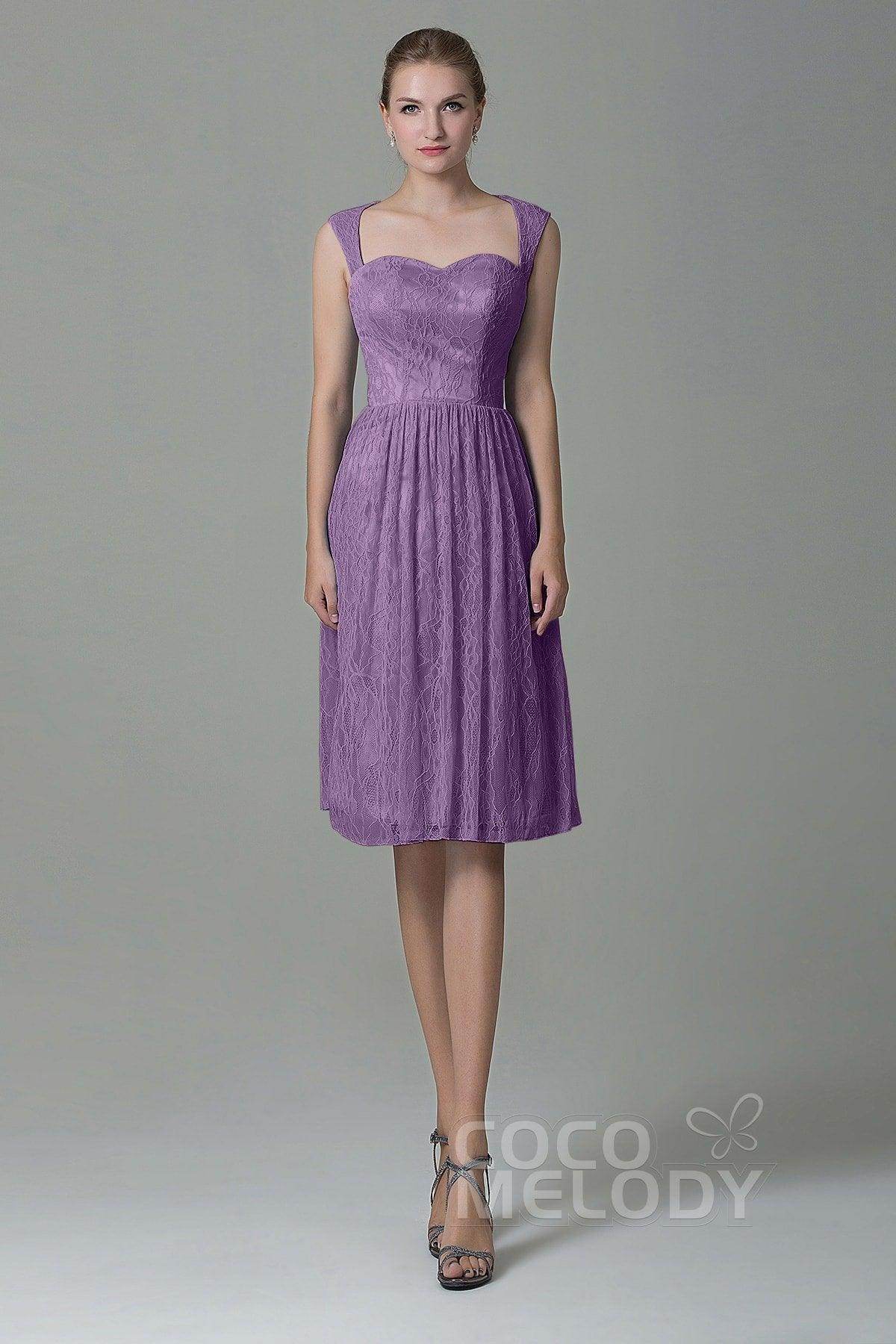 Sheath-Column Knee Length Lace Bridesmaid Dress COZK16007 - COCOMELODY