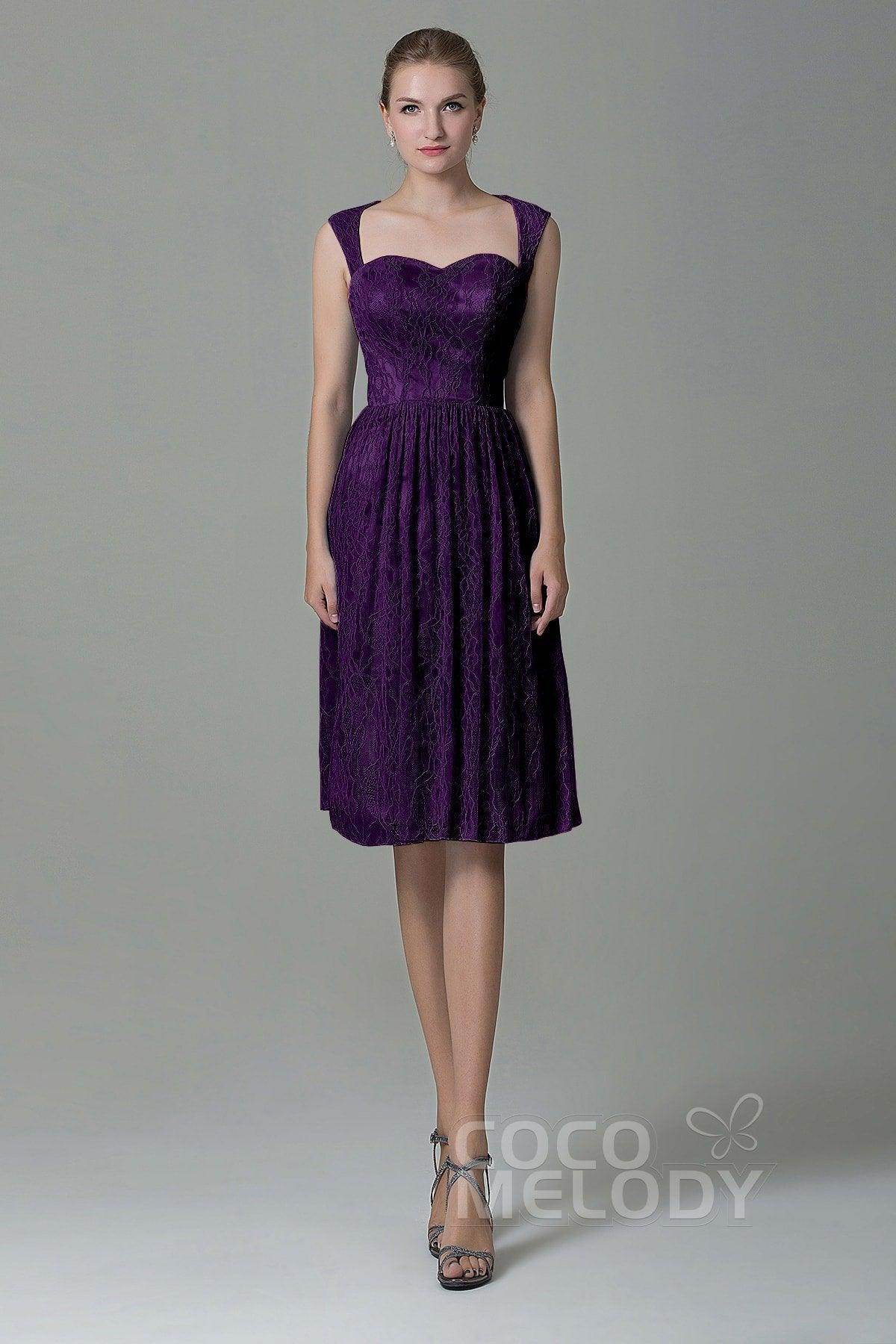 Sheath-Column Knee Length Lace Bridesmaid Dress COZK16007 - COCOMELODY