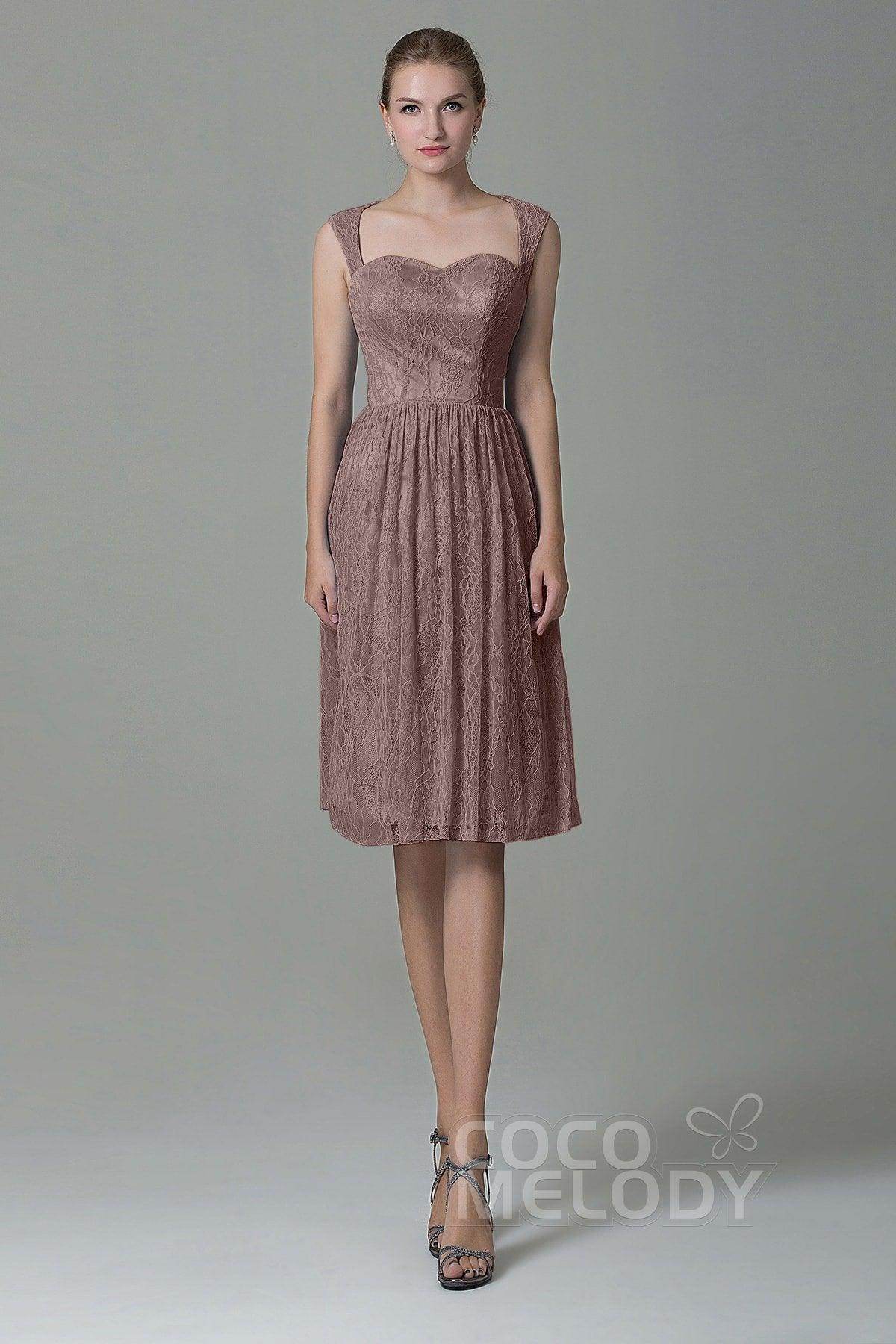 Sheath-Column Knee Length Lace Bridesmaid Dress COZK16007 - COCOMELODY