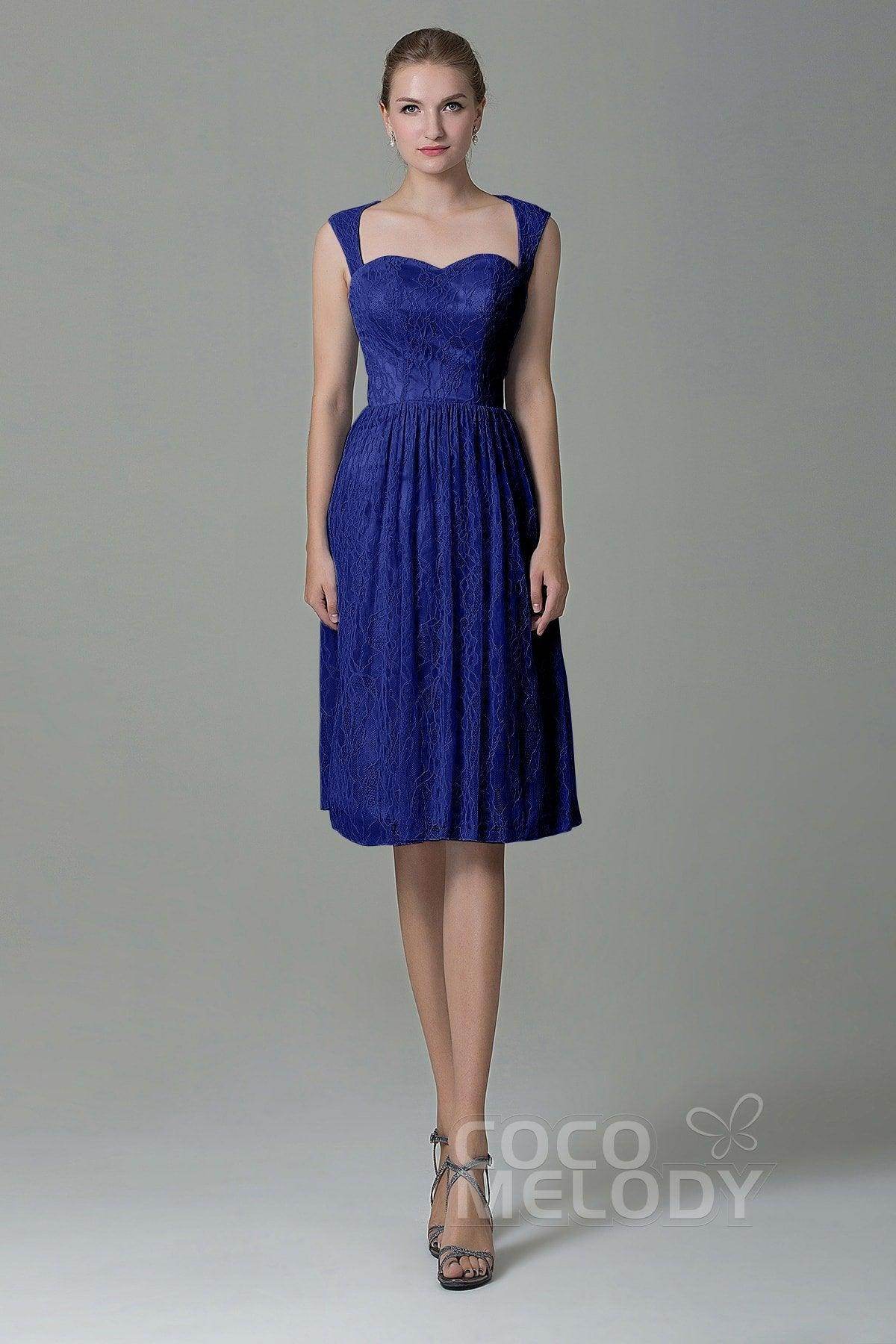 Sheath-Column Knee Length Lace Bridesmaid Dress COZK16007 - COCOMELODY