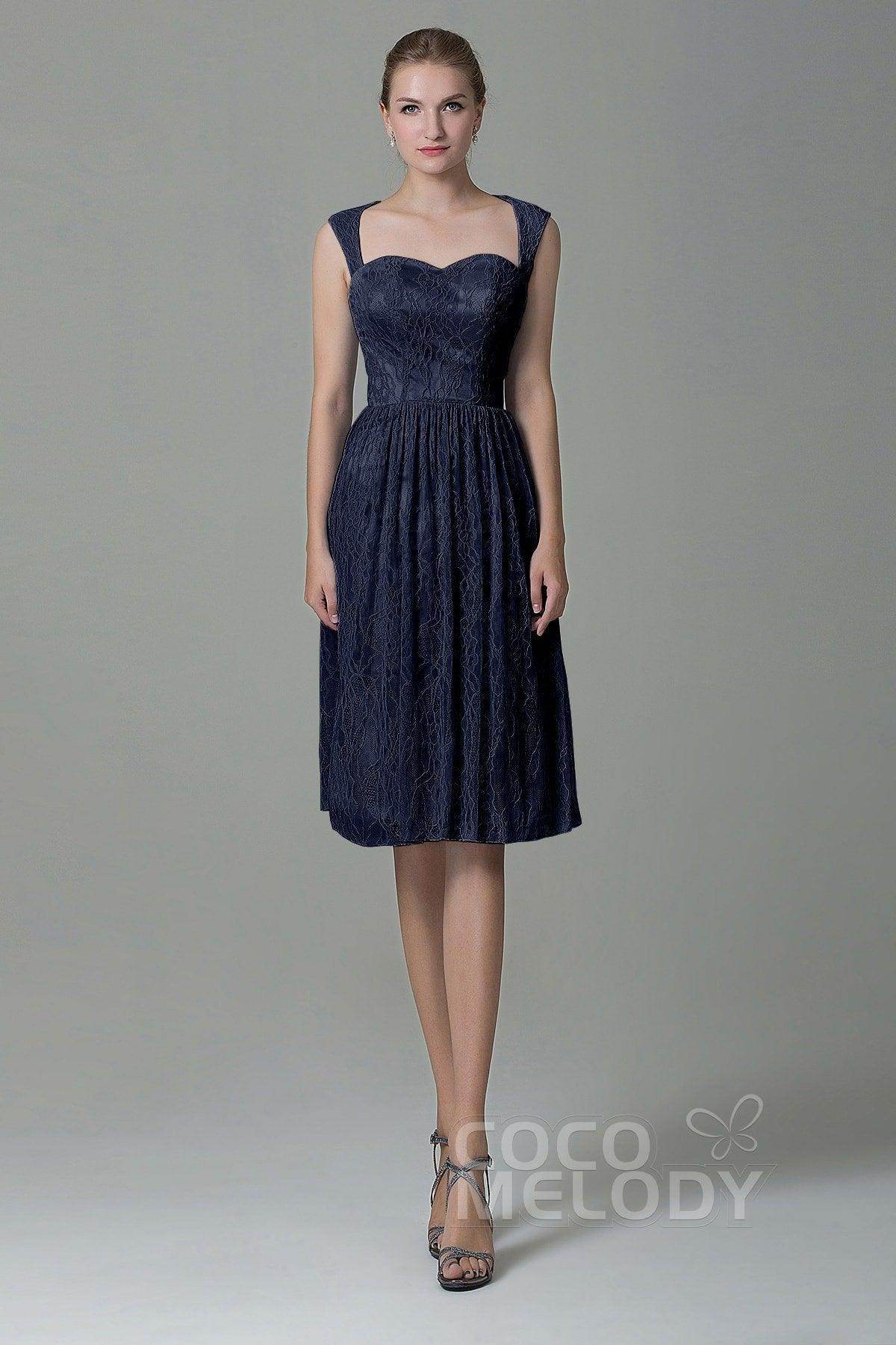 Sheath-Column Knee Length Lace Bridesmaid Dress COZK16007 - COCOMELODY
