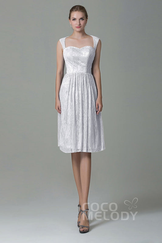 Sheath-Column Knee Length Lace Bridesmaid Dress COZK16007