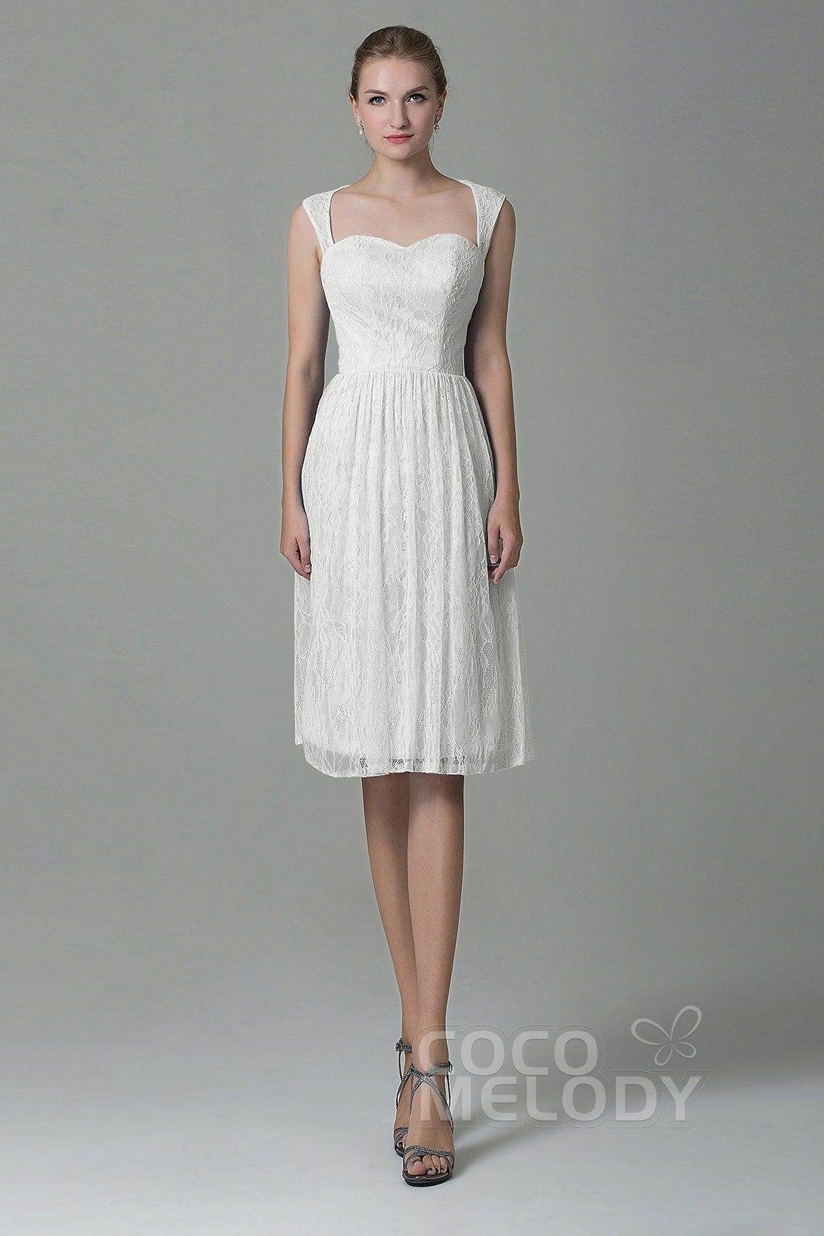 Sheath-Column Knee Length Lace Bridesmaid Dress COZK16007 - COCOMELODY