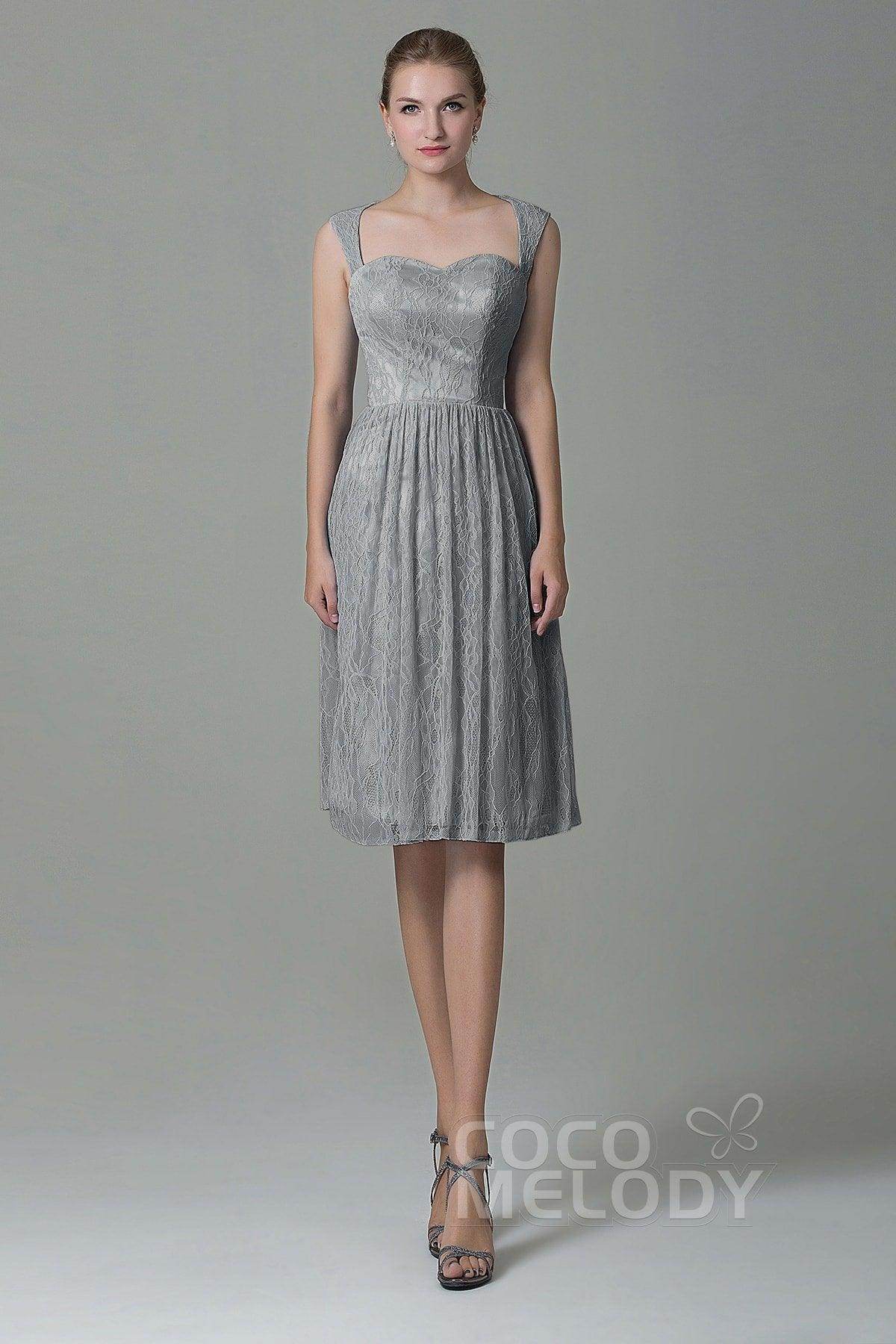 Sheath-Column Knee Length Lace Bridesmaid Dress COZK16007 - COCOMELODY