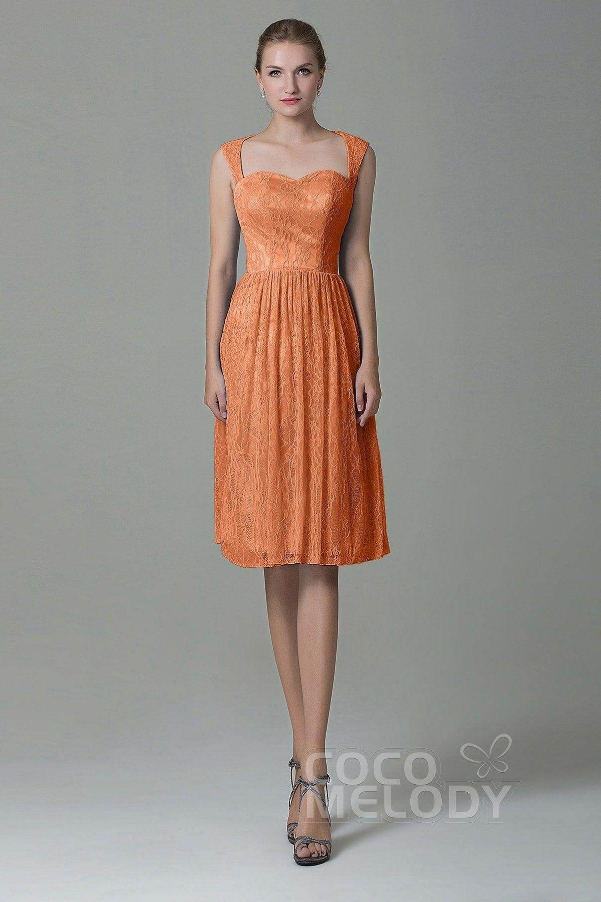 Sheath-Column Knee Length Lace Bridesmaid Dress COZK16007 - COCOMELODY
