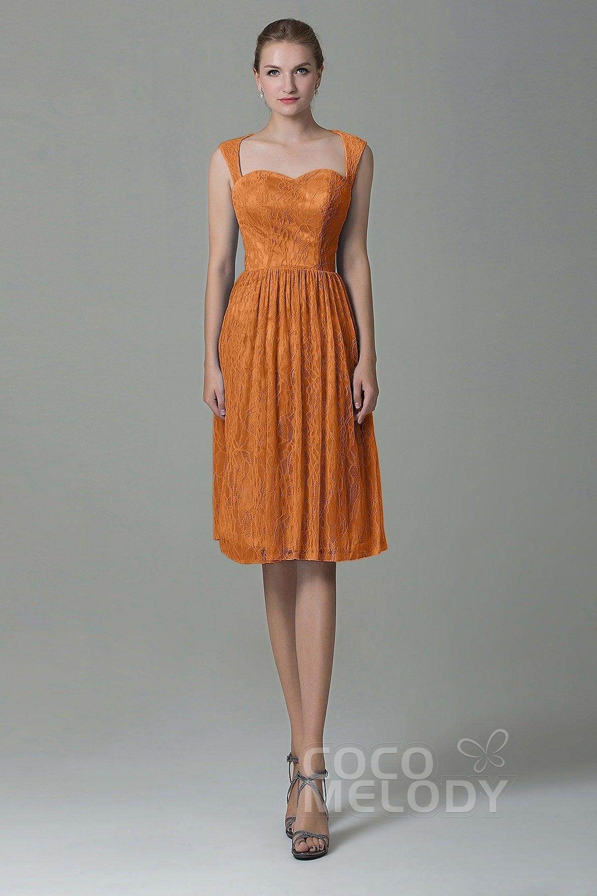 Sheath-Column Knee Length Lace Bridesmaid Dress COZK16007 - COCOMELODY