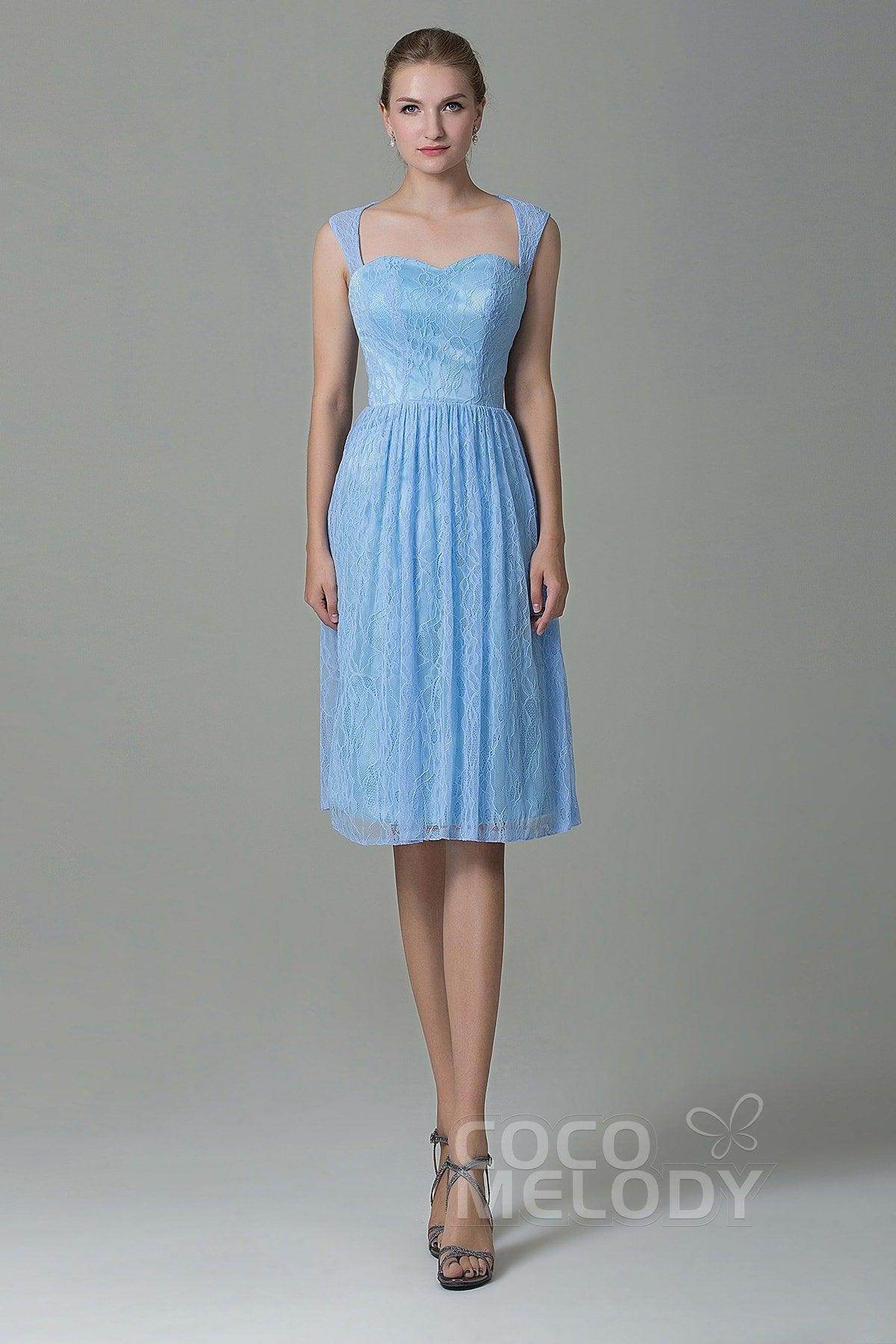 Sheath-Column Knee Length Lace Bridesmaid Dress COZK16007 - COCOMELODY