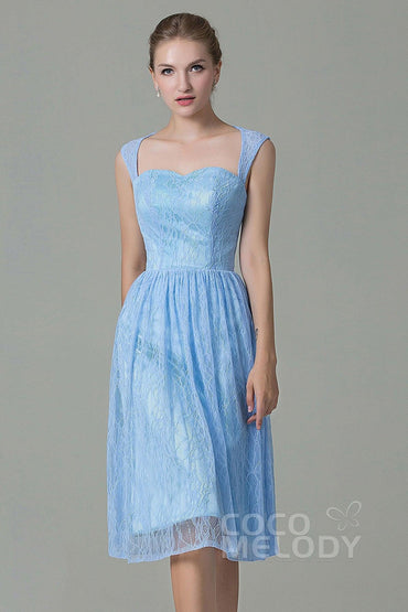 COCOMELODY Sheath-Column Knee Length Lace Bridesmaid Dress COZK16007 