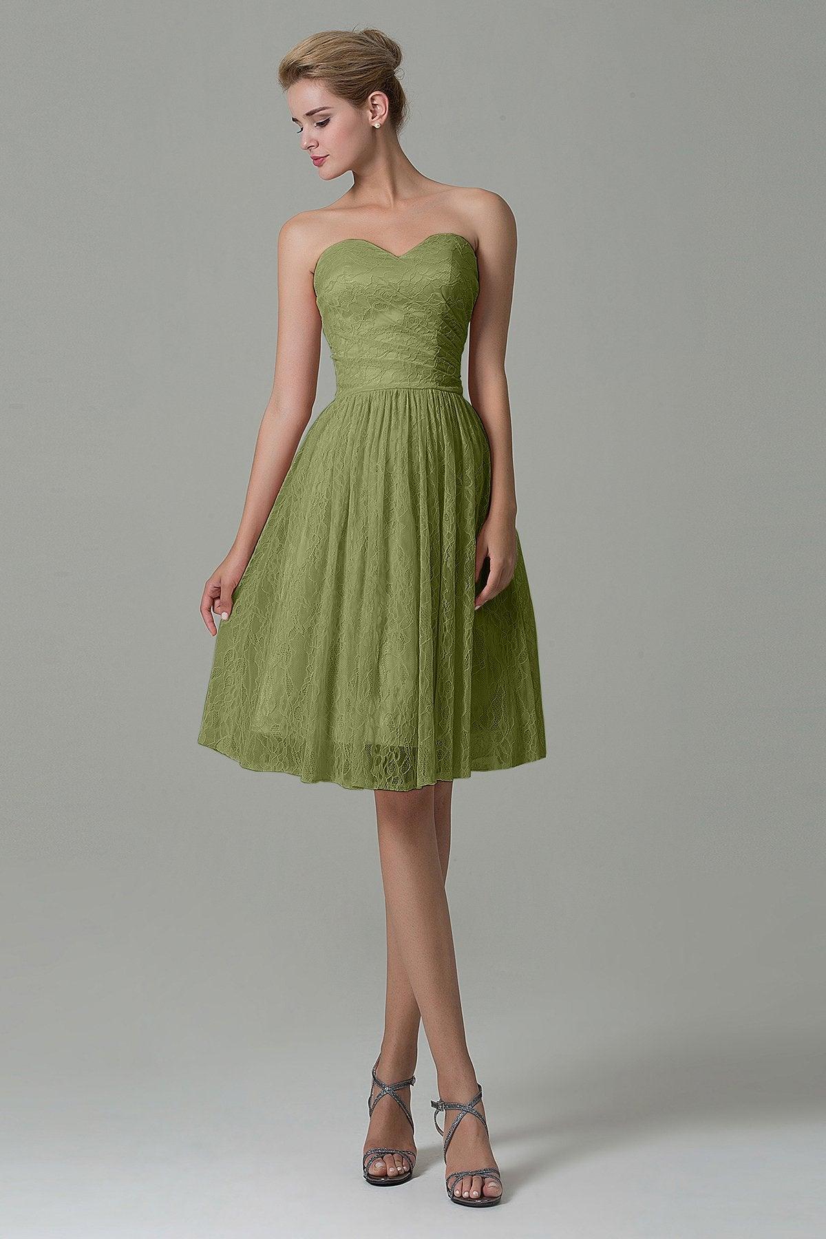 COCOMELODY A-Line Knee Length Lace Bridesmaid Dress COZK16008 