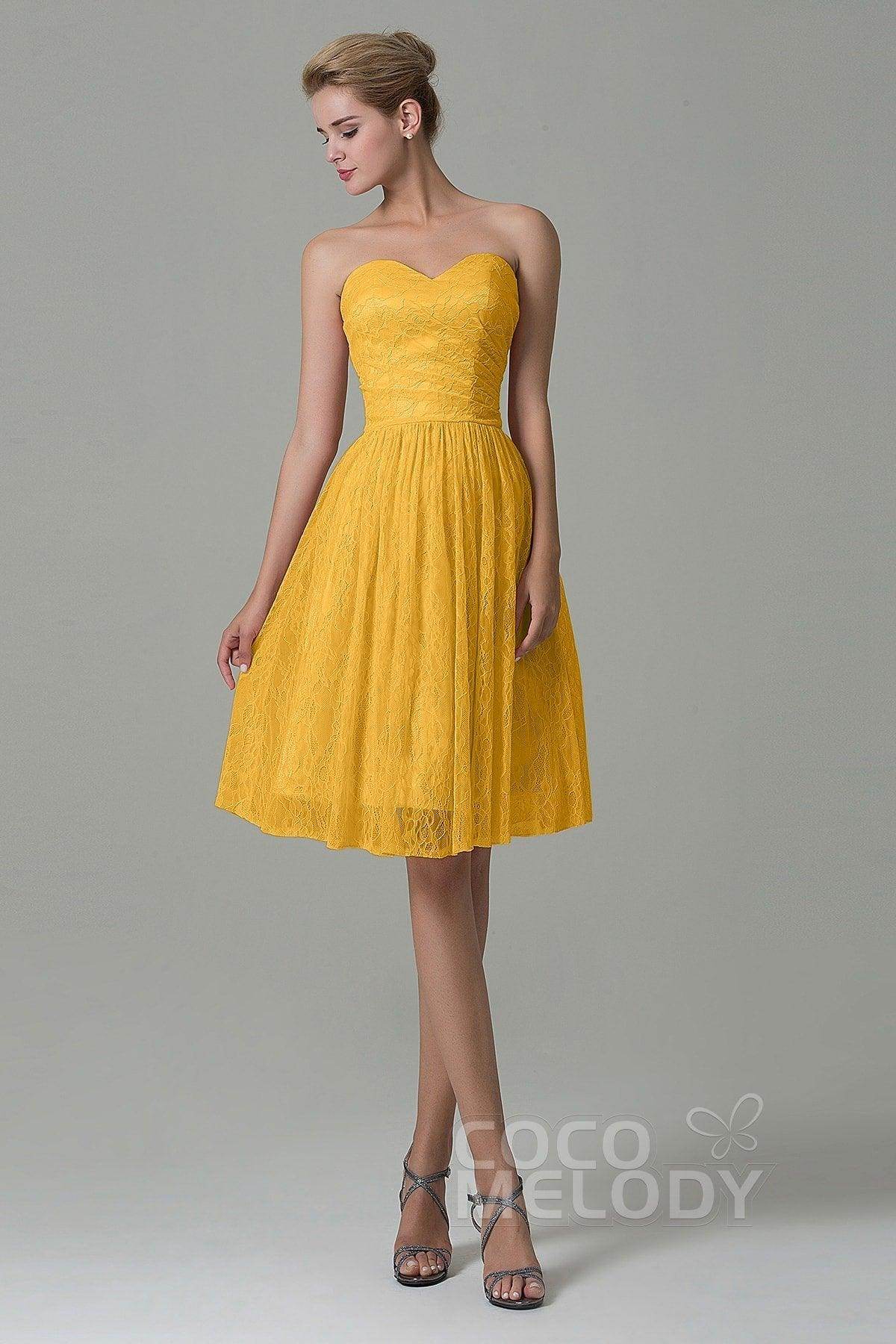 A-Line Knee Length Lace Bridesmaid Dress COZK16008 - COCOMELODY