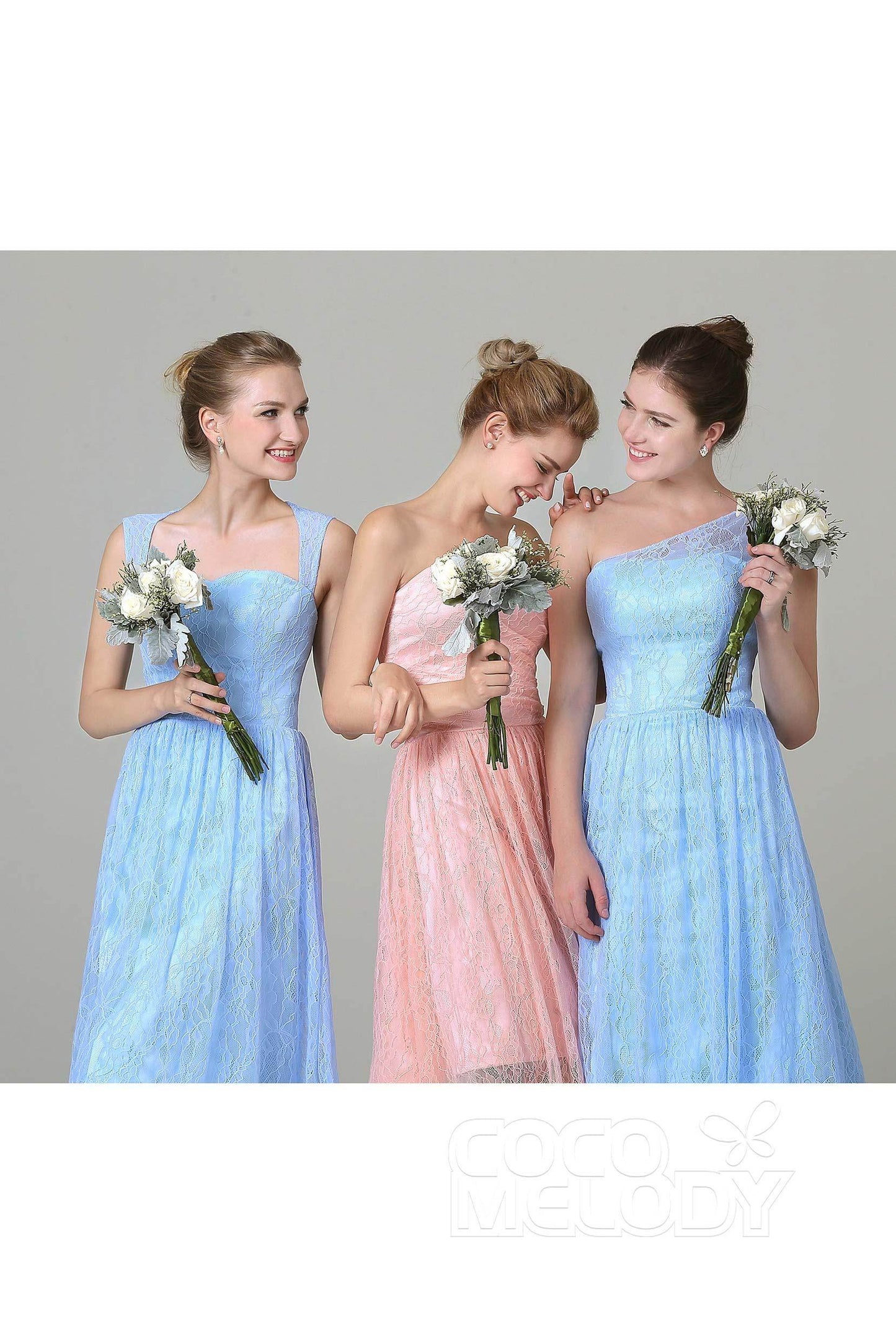 A-Line Knee Length Lace Bridesmaid Dress COZK16008 - COCOMELODY