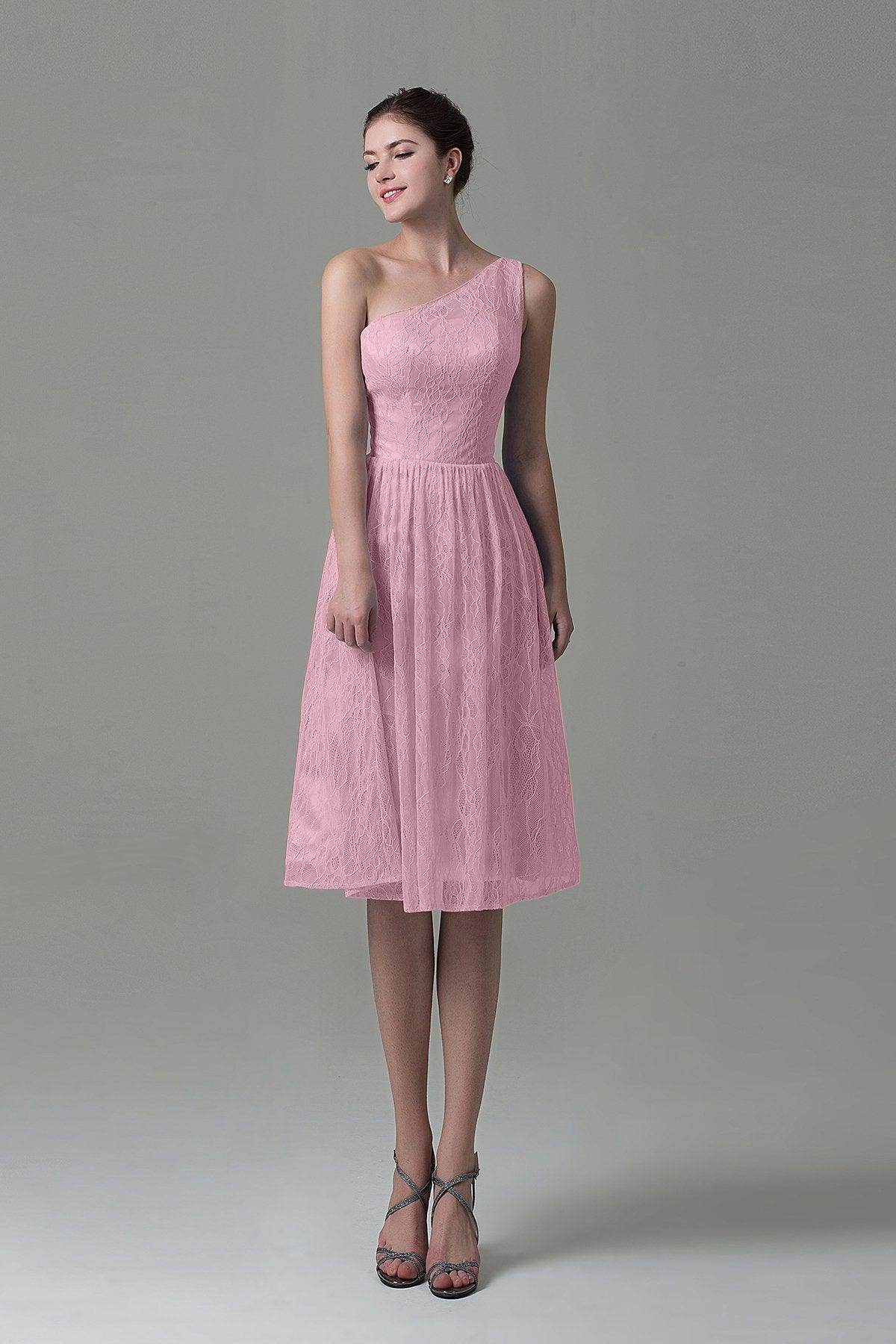 A-Line Knee Length Lace Bridesmaid Dress COZK16009 - COCOMELODY