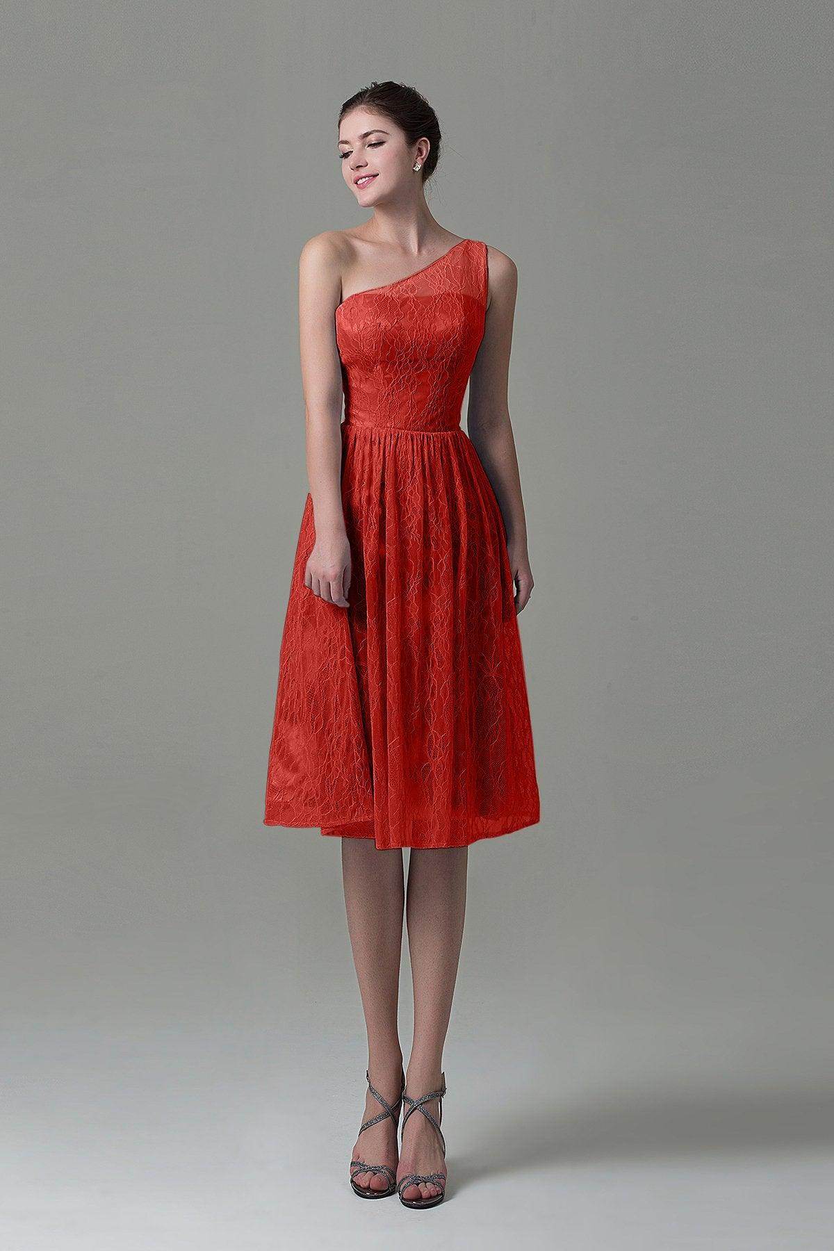 A-Line Knee Length Lace Bridesmaid Dress COZK16009 - COCOMELODY