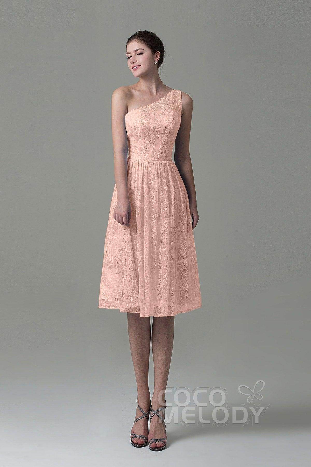 A-Line Knee Length Lace Bridesmaid Dress COZK16009 - COCOMELODY