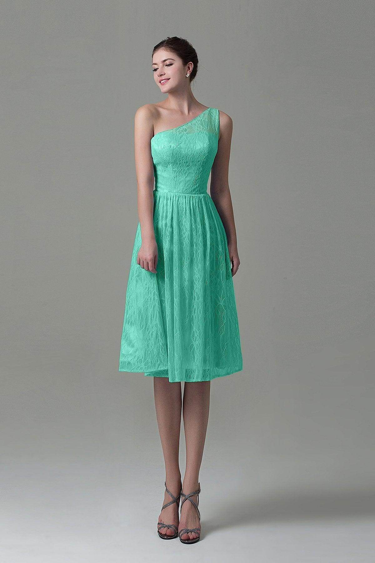 A-Line Knee Length Lace Bridesmaid Dress COZK16009 - COCOMELODY