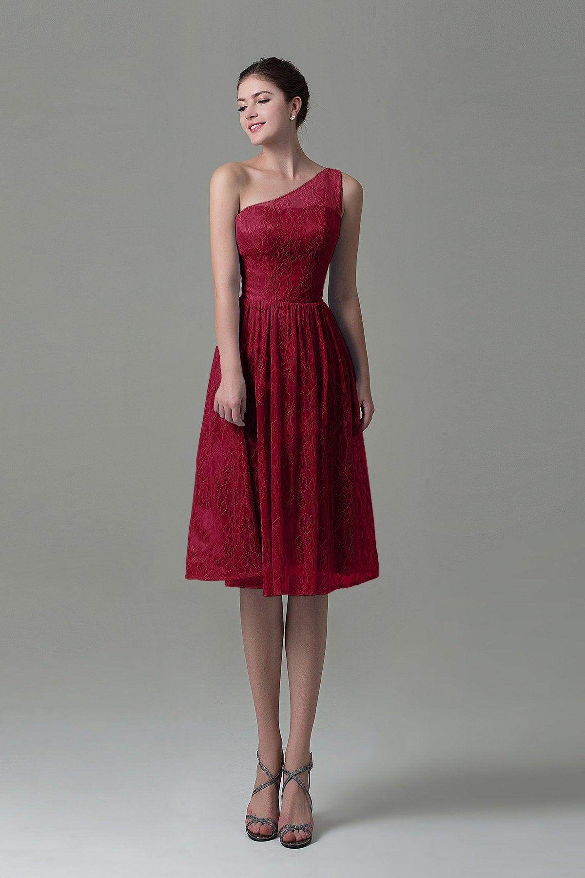 A-Line Knee Length Lace Bridesmaid Dress COZK16009 - COCOMELODY