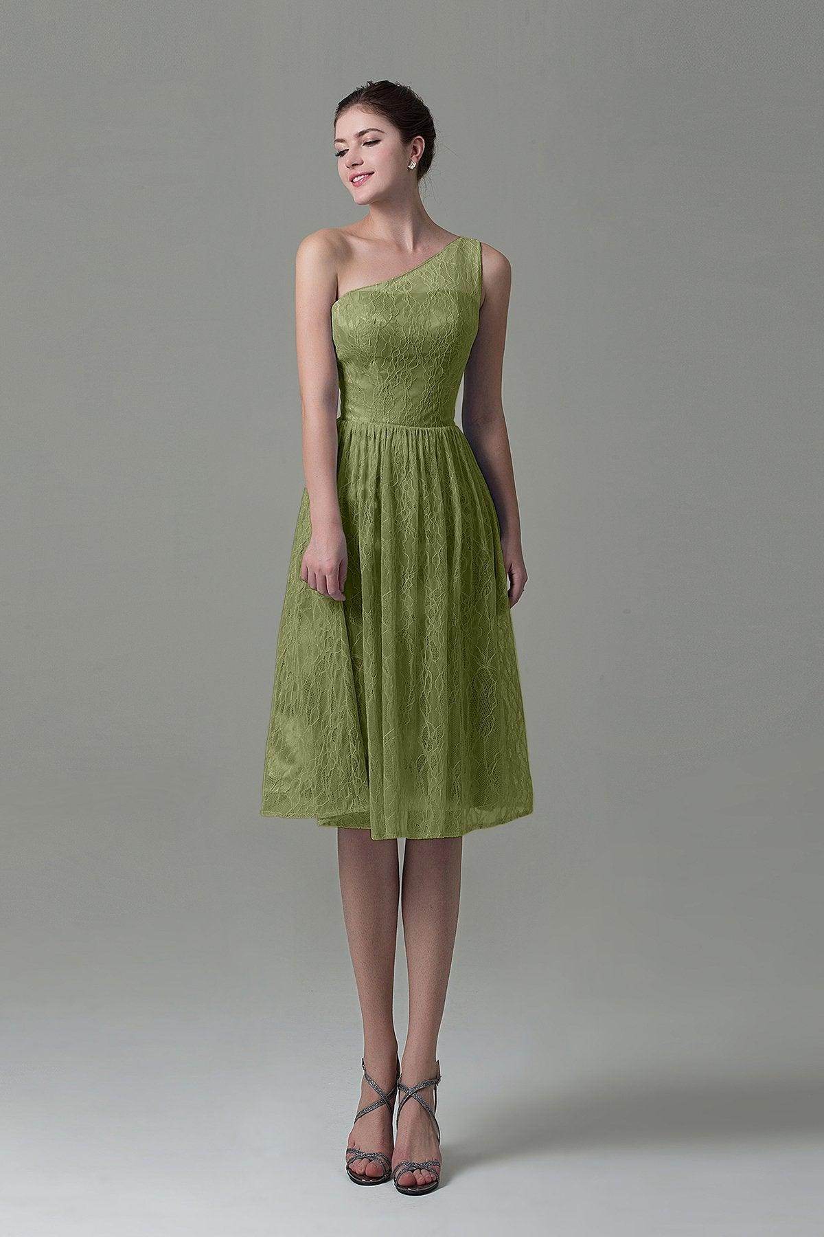 A-Line Knee Length Lace Bridesmaid Dress COZK16009 - COCOMELODY