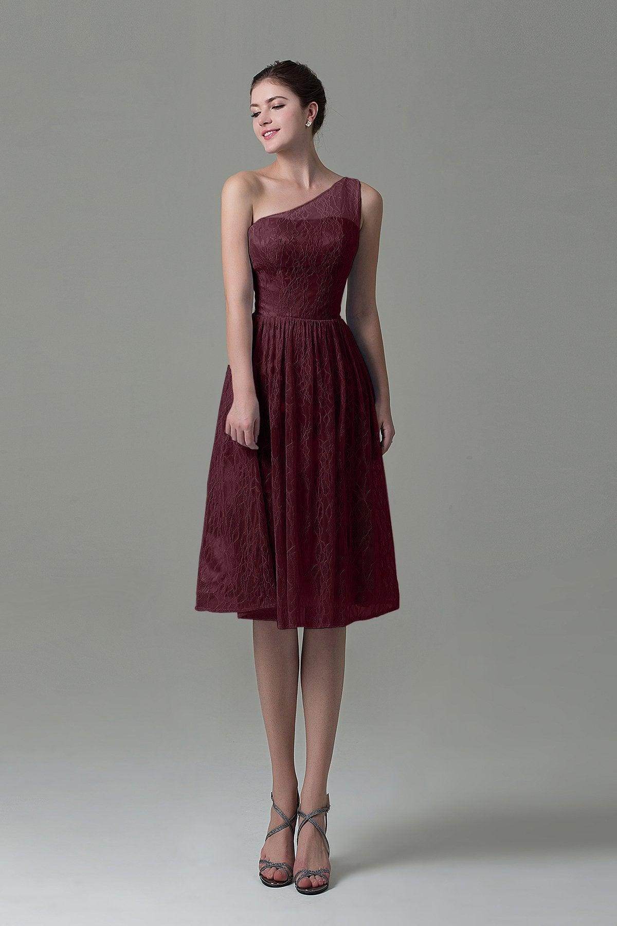 A-Line Knee Length Lace Bridesmaid Dress COZK16009 - COCOMELODY