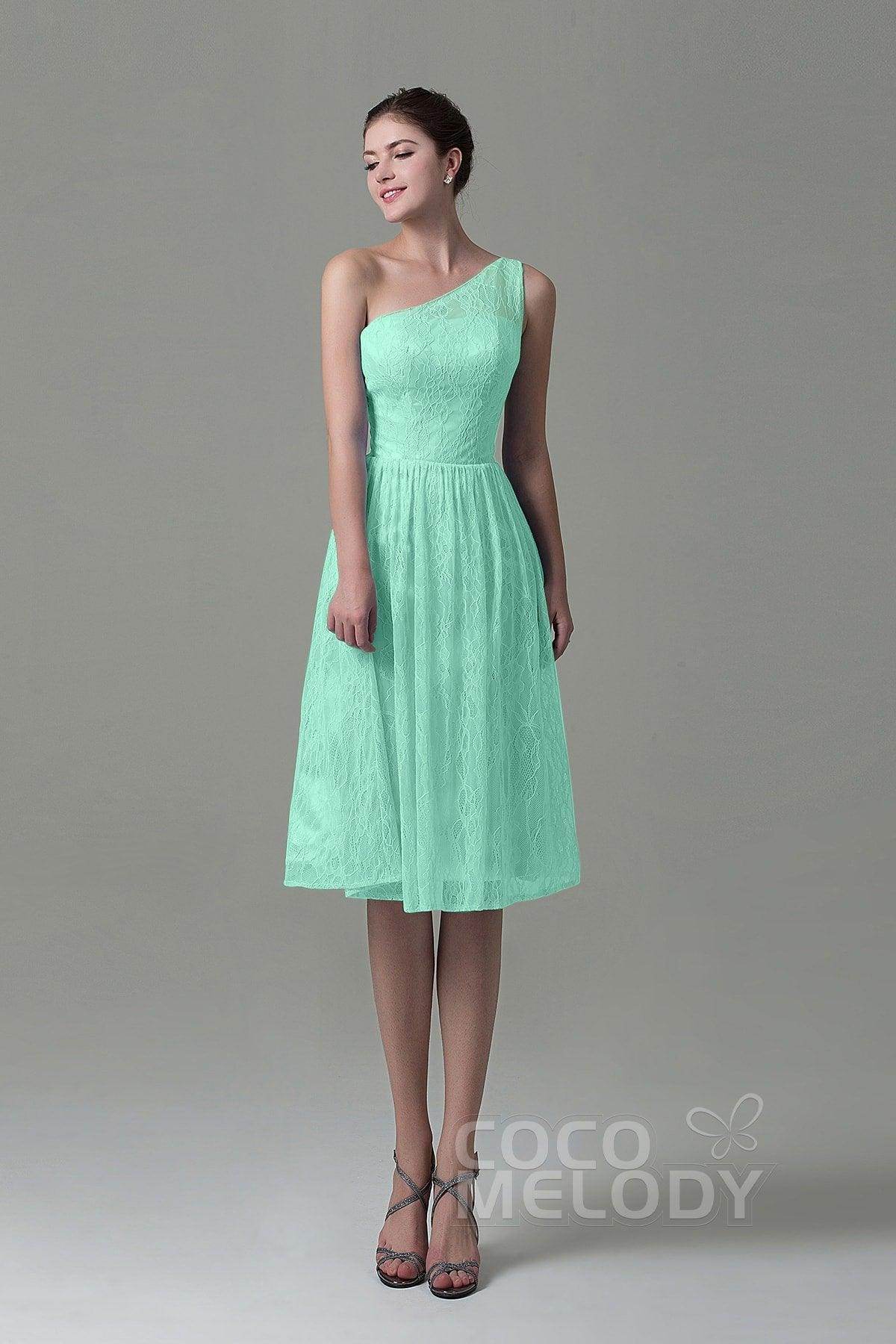 A-Line Knee Length Lace Bridesmaid Dress COZK16009 - COCOMELODY