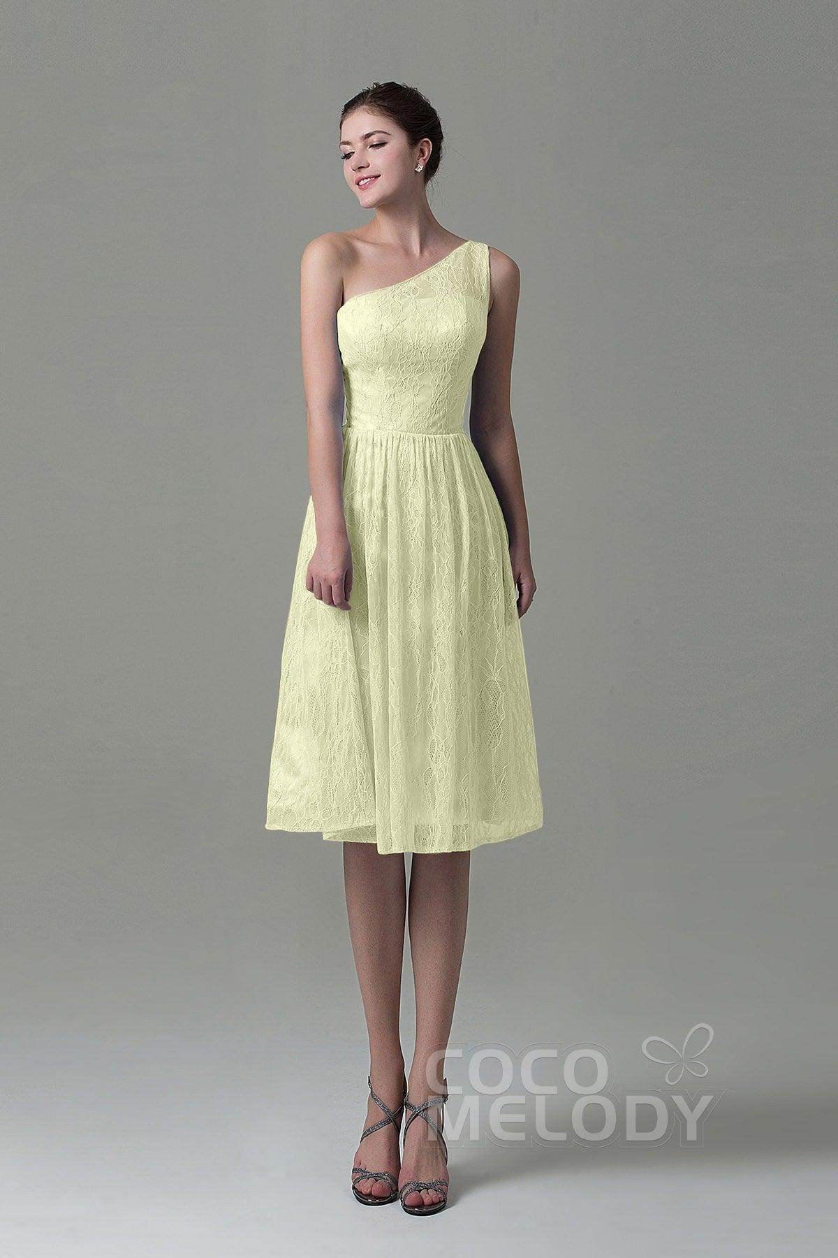 A-Line Knee Length Lace Bridesmaid Dress COZK16009 - COCOMELODY