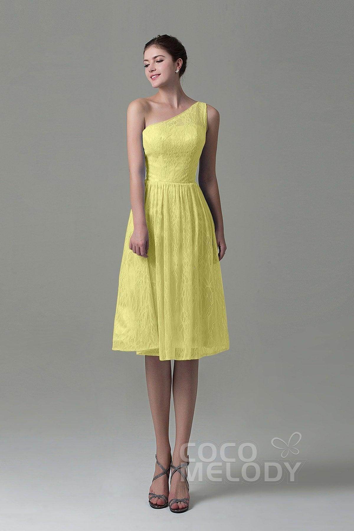 A-Line Knee Length Lace Bridesmaid Dress COZK16009 - COCOMELODY