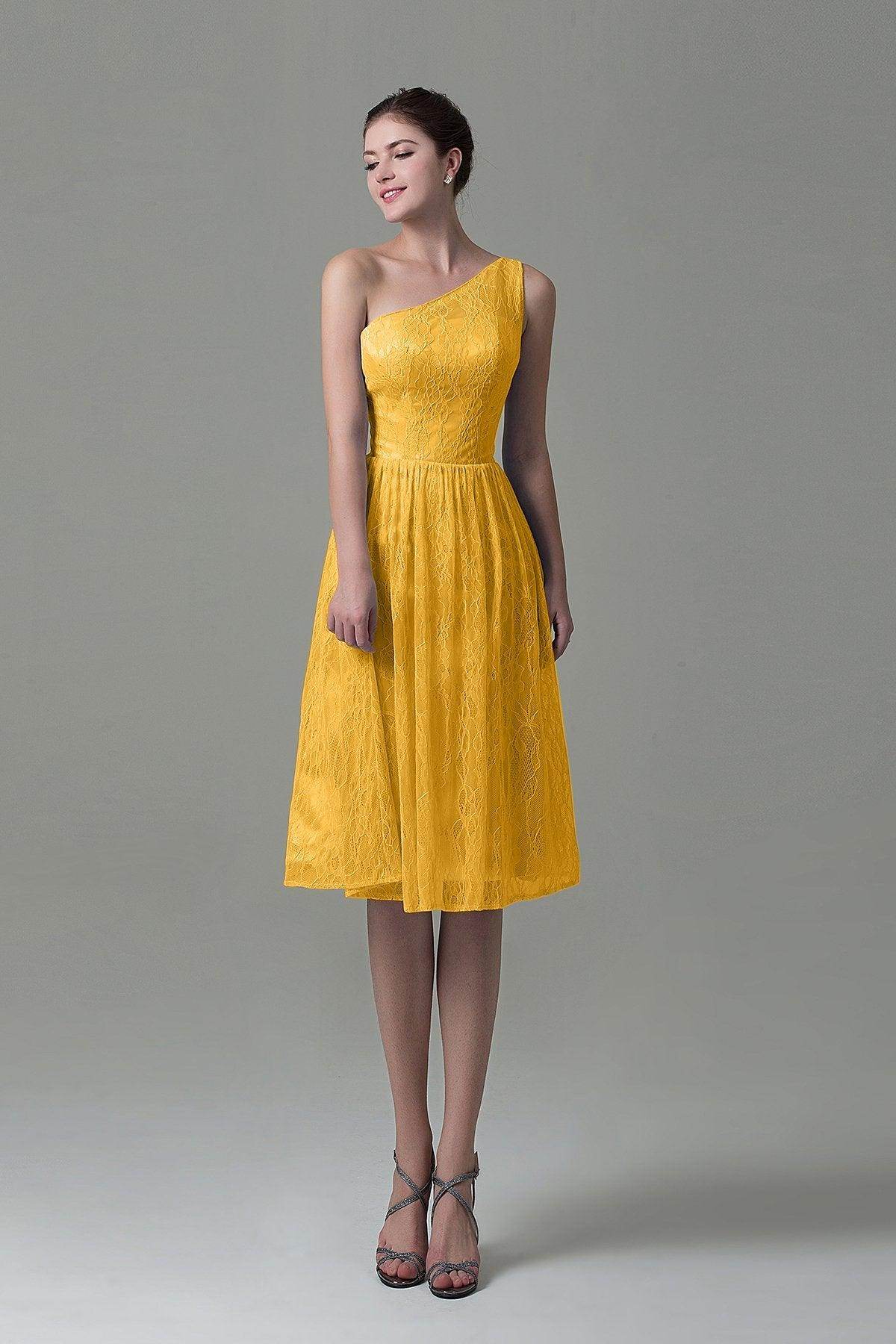 A-Line Knee Length Lace Bridesmaid Dress COZK16009 - COCOMELODY